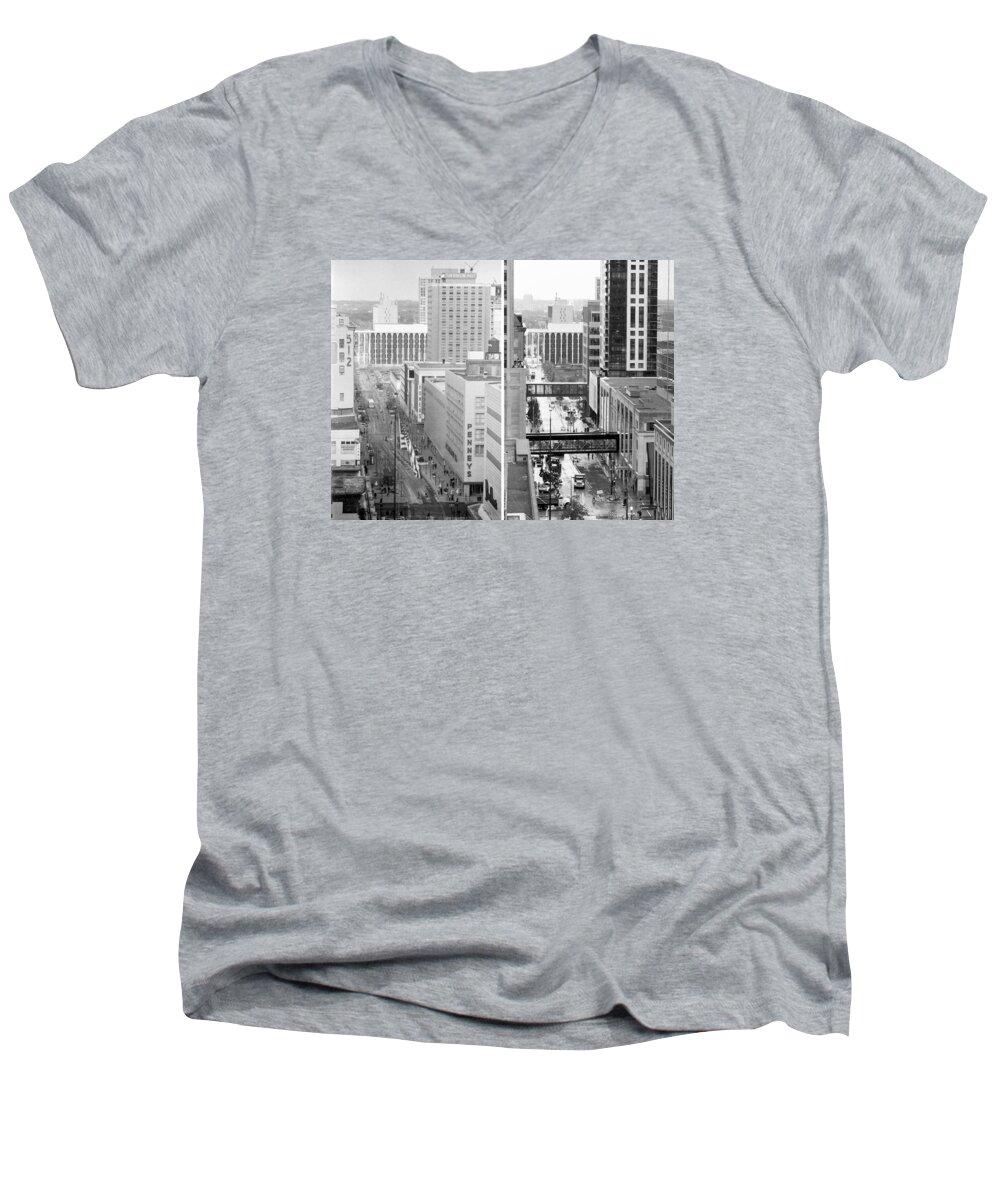 Book Work Men's V-Neck T-Shirt featuring the photograph Nicollet Mall from Dayton's 12th floor by Mike Evangelist