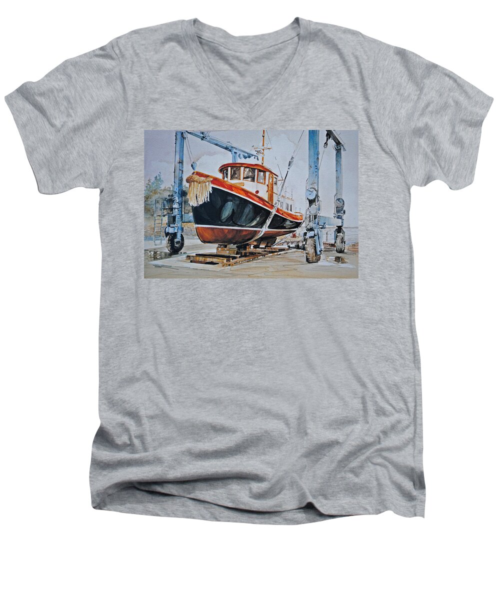 Lord Nelson Tugs Men's V-Neck T-Shirt featuring the painting Nimbus by P Anthony Visco