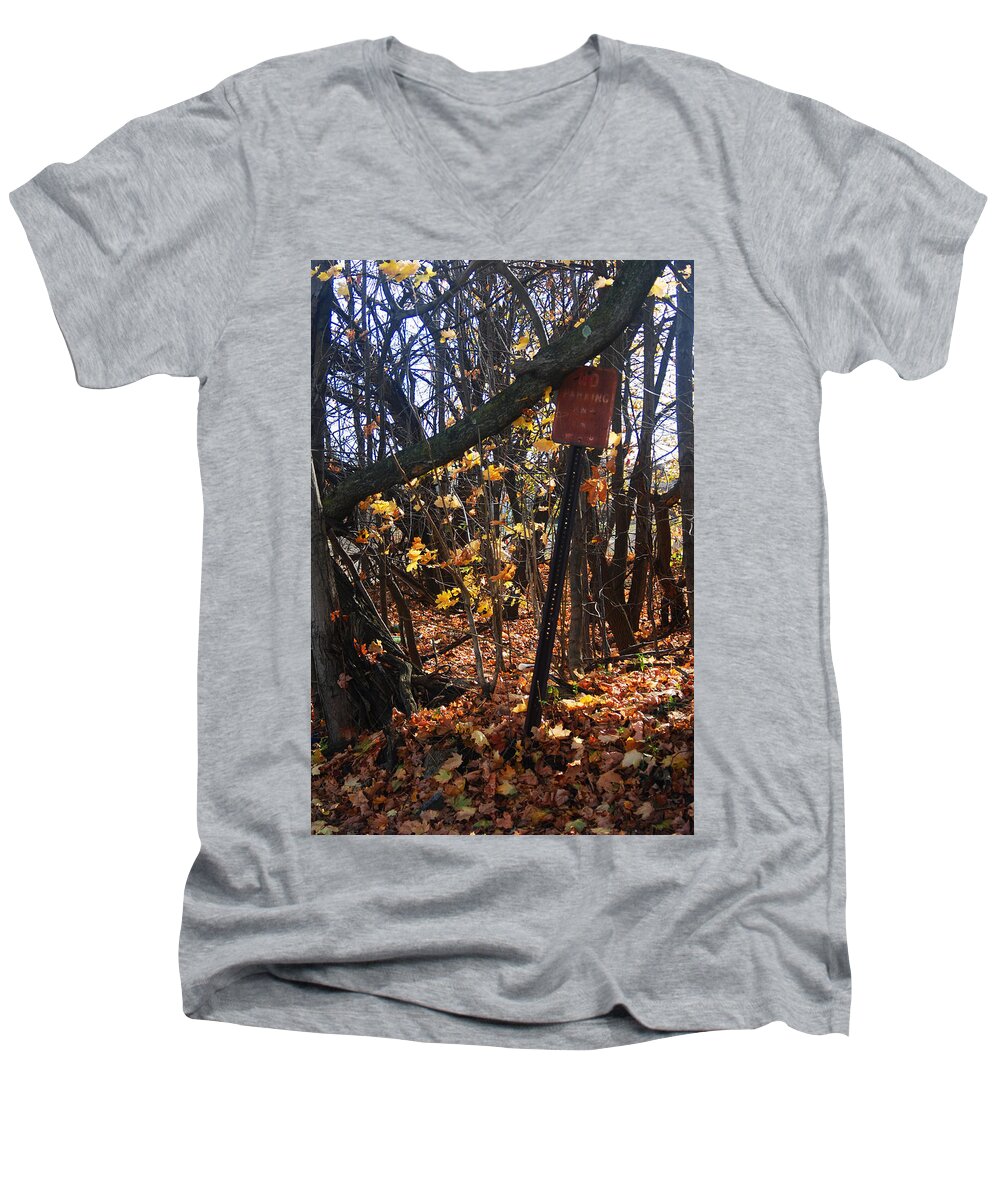  Men's V-Neck T-Shirt featuring the photograph No Parking by Melissa Newcomb