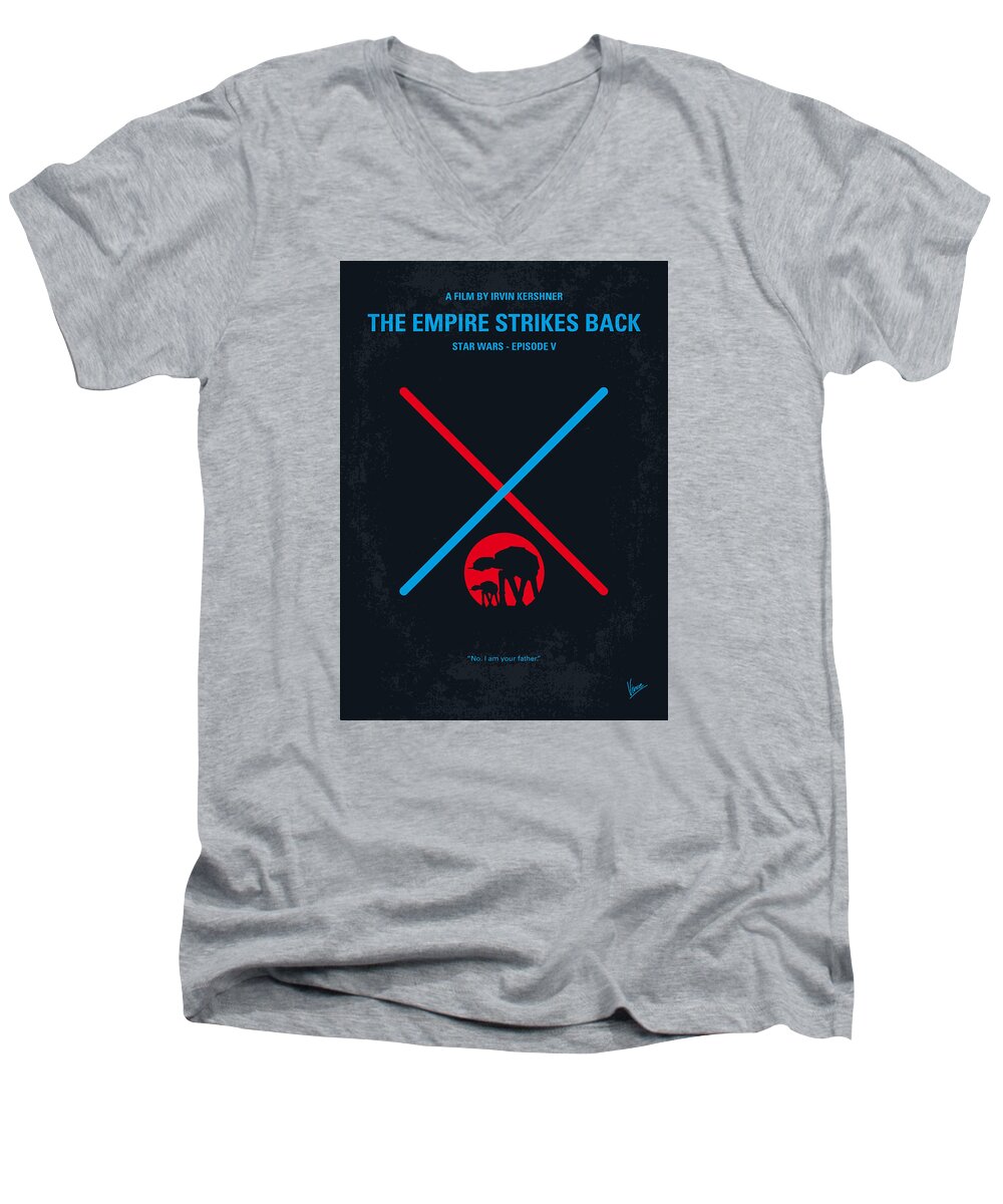 The Empire Strikes Back Men's V-Neck T-Shirt featuring the digital art No155 My STAR WARS Episode V The Empire Strikes Back minimal movie poster by Chungkong Art