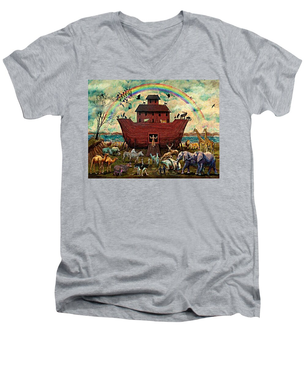 Noah's Ark Men's V-Neck T-Shirt featuring the digital art Noah's Ark by Frank Harris