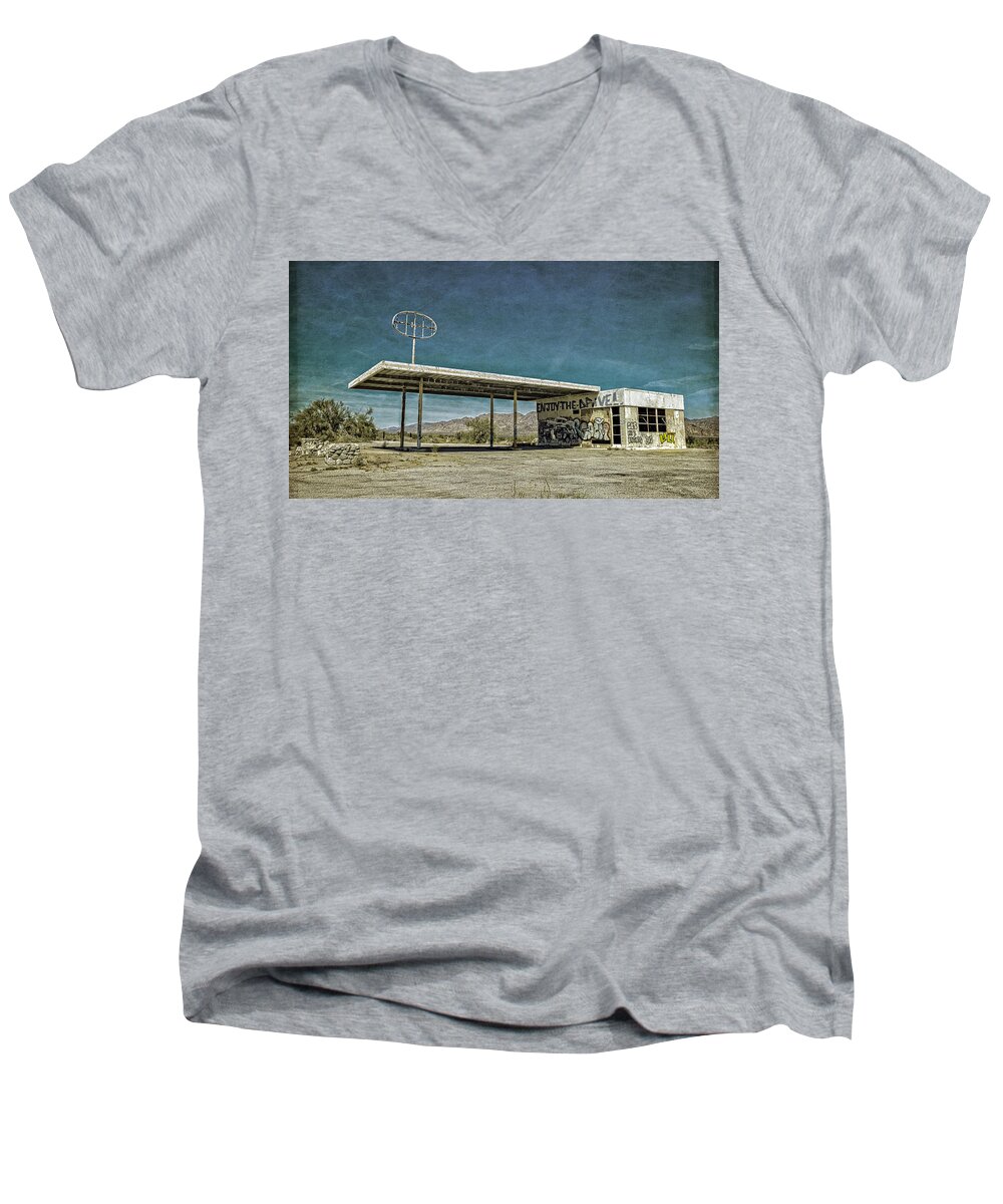 Desert Center Men's V-Neck T-Shirt featuring the photograph Off Highway 10 by Sandra Selle Rodriguez