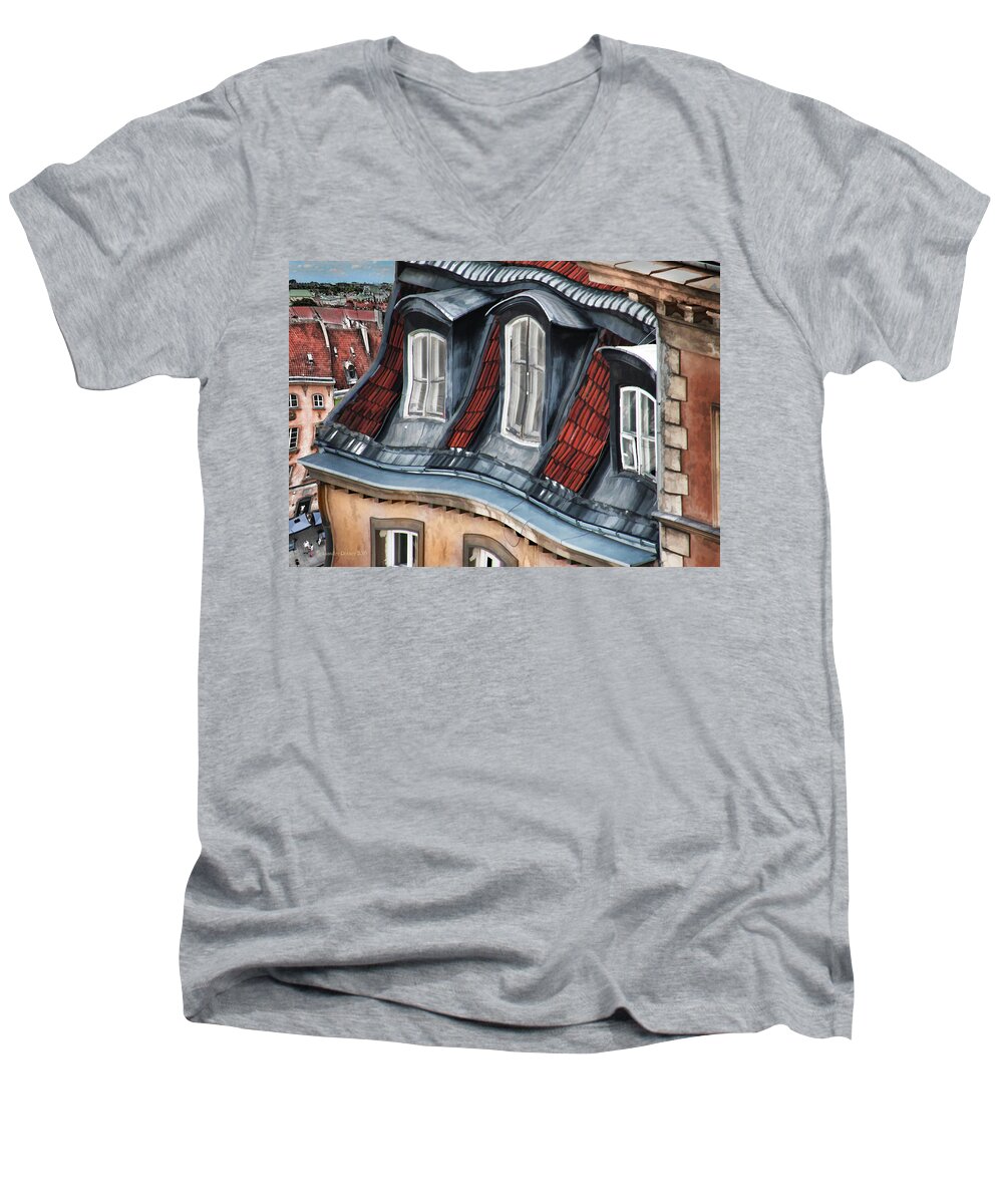Windows Men's V-Neck T-Shirt featuring the photograph Old Town in Warsaw #19 by Aleksander Rotner