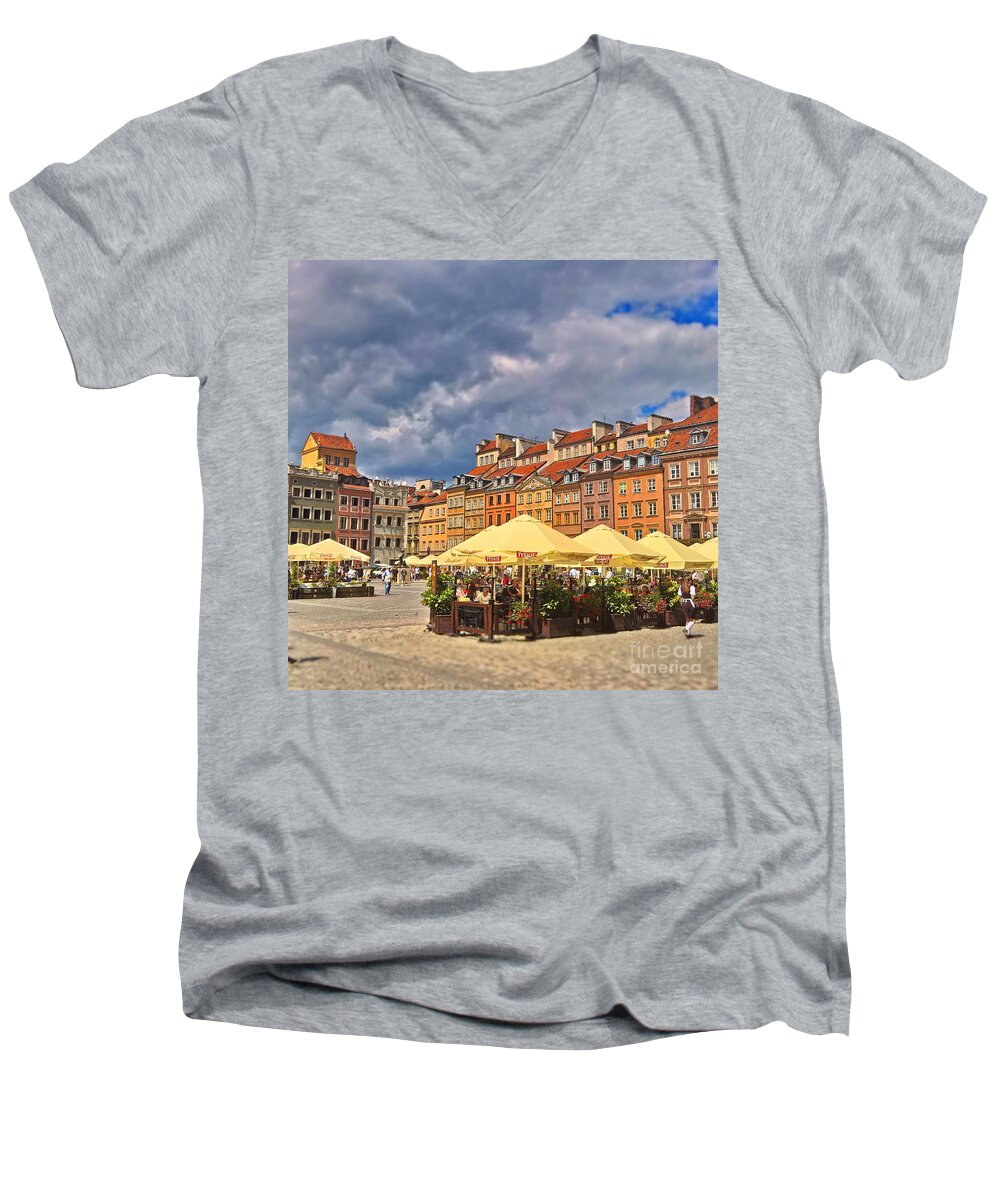 Old Town Men's V-Neck T-Shirt featuring the photograph Old Town Square in Warsaw by Agnes Caruso