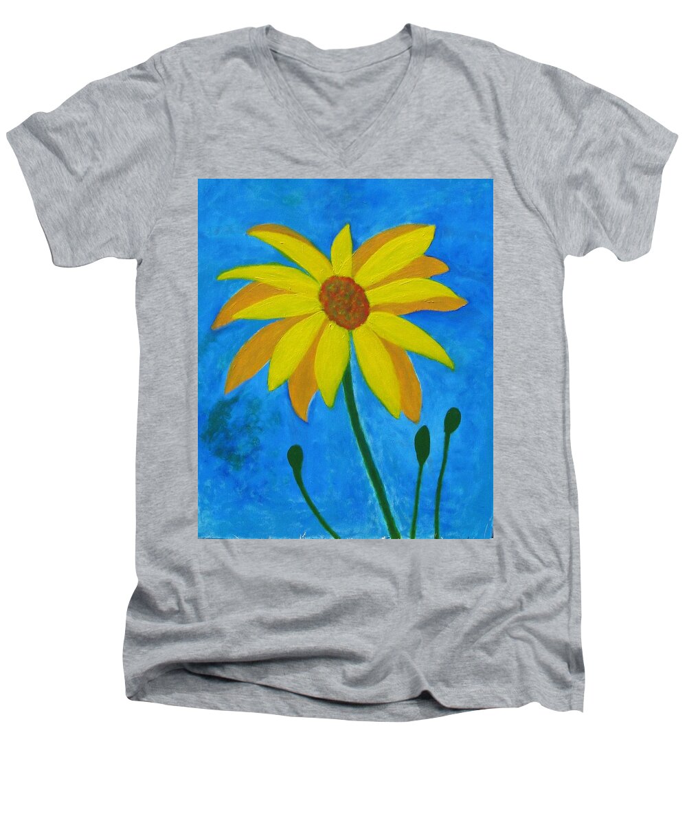 Sunflower Men's V-Neck T-Shirt featuring the painting Old Yellow by John Scates