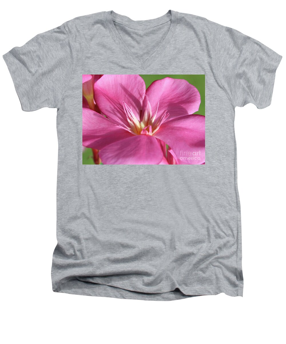Oleander Men's V-Neck T-Shirt featuring the photograph Oleander Maresciallo Graziani 3 by Wilhelm Hufnagl