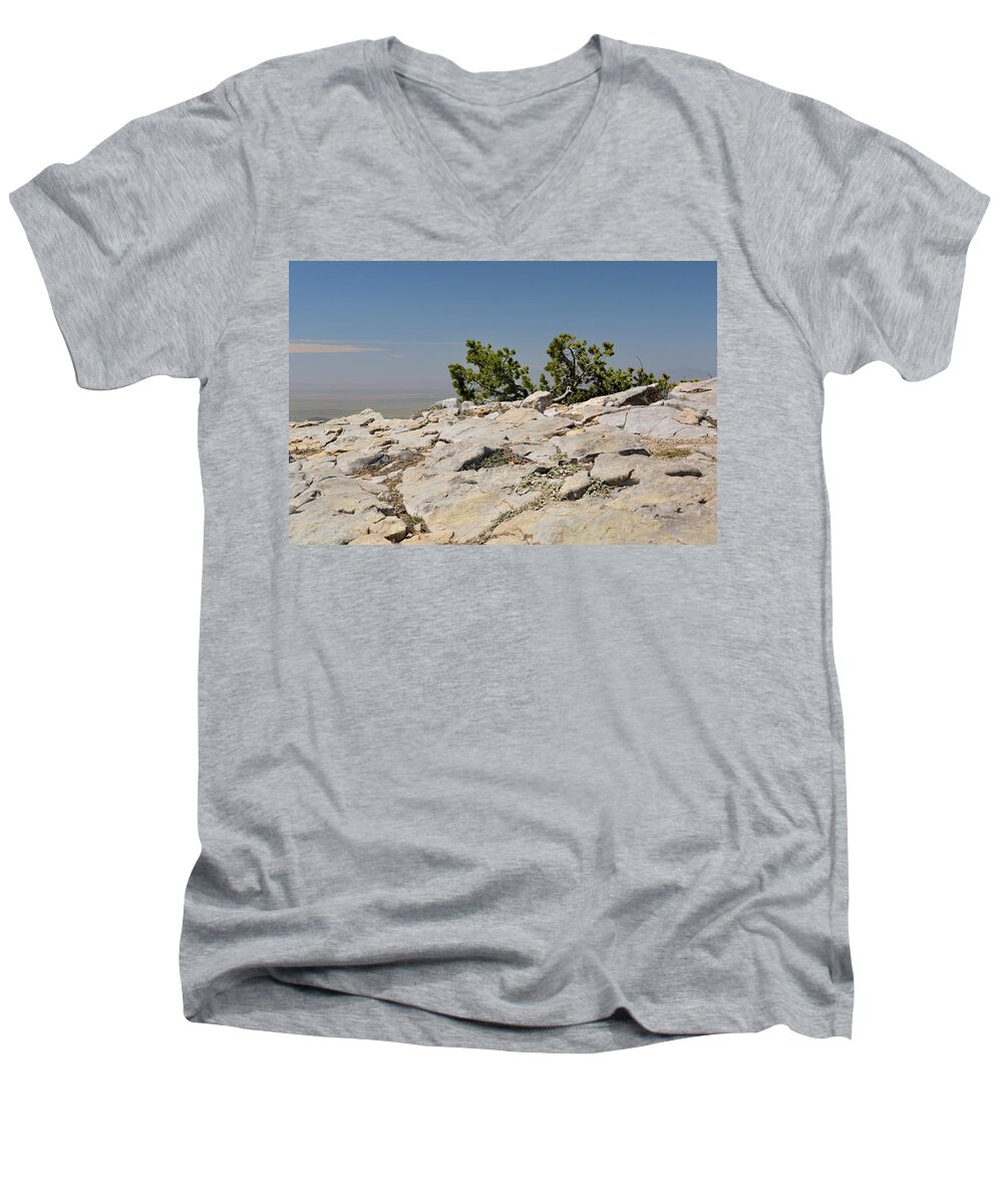 Landscape Men's V-Neck T-Shirt featuring the photograph On Top of Sandia Mountain by Ron Cline