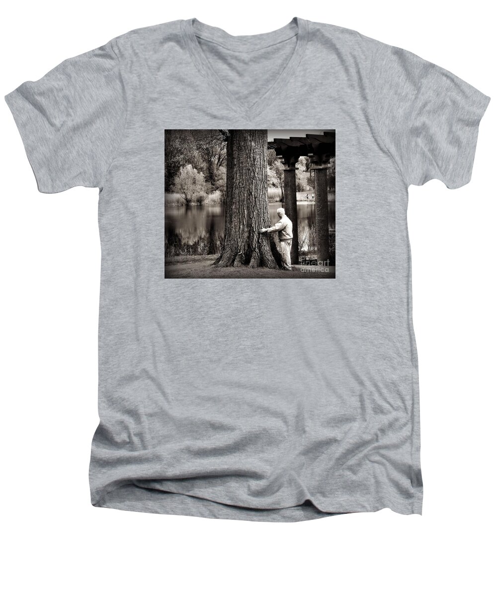 Tree Men's V-Neck T-Shirt featuring the photograph One With Tree by Beth Ferris Sale