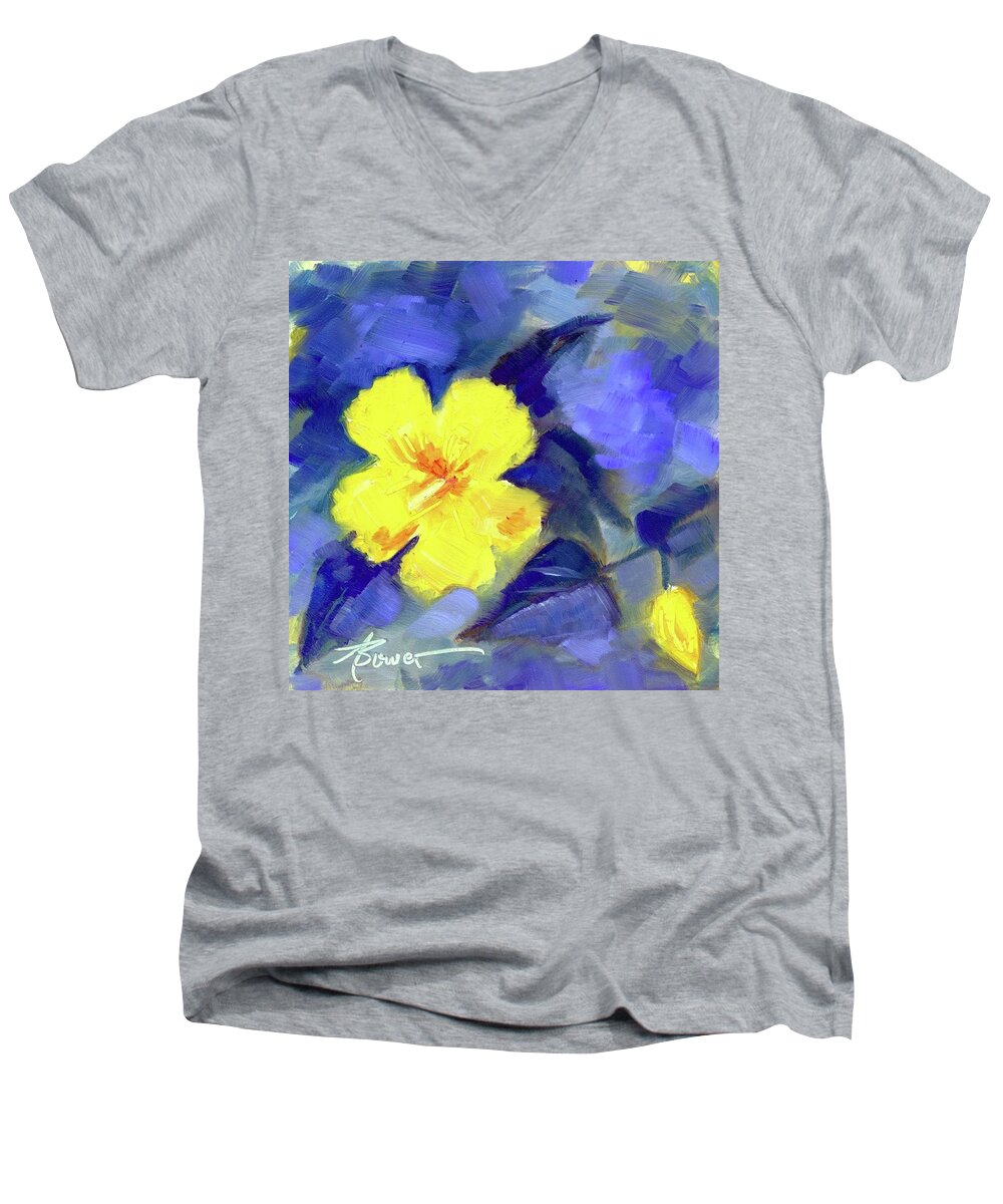 Flowers Men's V-Neck T-Shirt featuring the painting Only One Life by Adele Bower