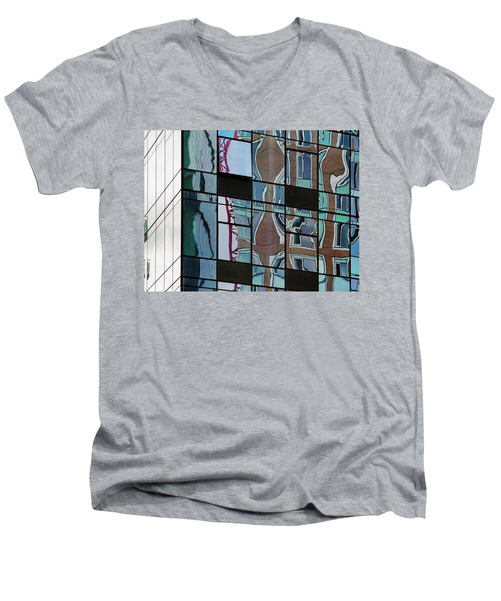 Manhattan Men's V-Neck T-Shirt featuring the photograph Op Art Windows I by Marianne Campolongo