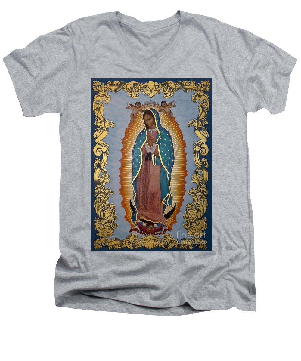 Our Lady Of Guadalupe Men's V-Neck T-Shirt featuring the painting Our Lady of Guadalupe - LWLGL by Lewis Williams OFS