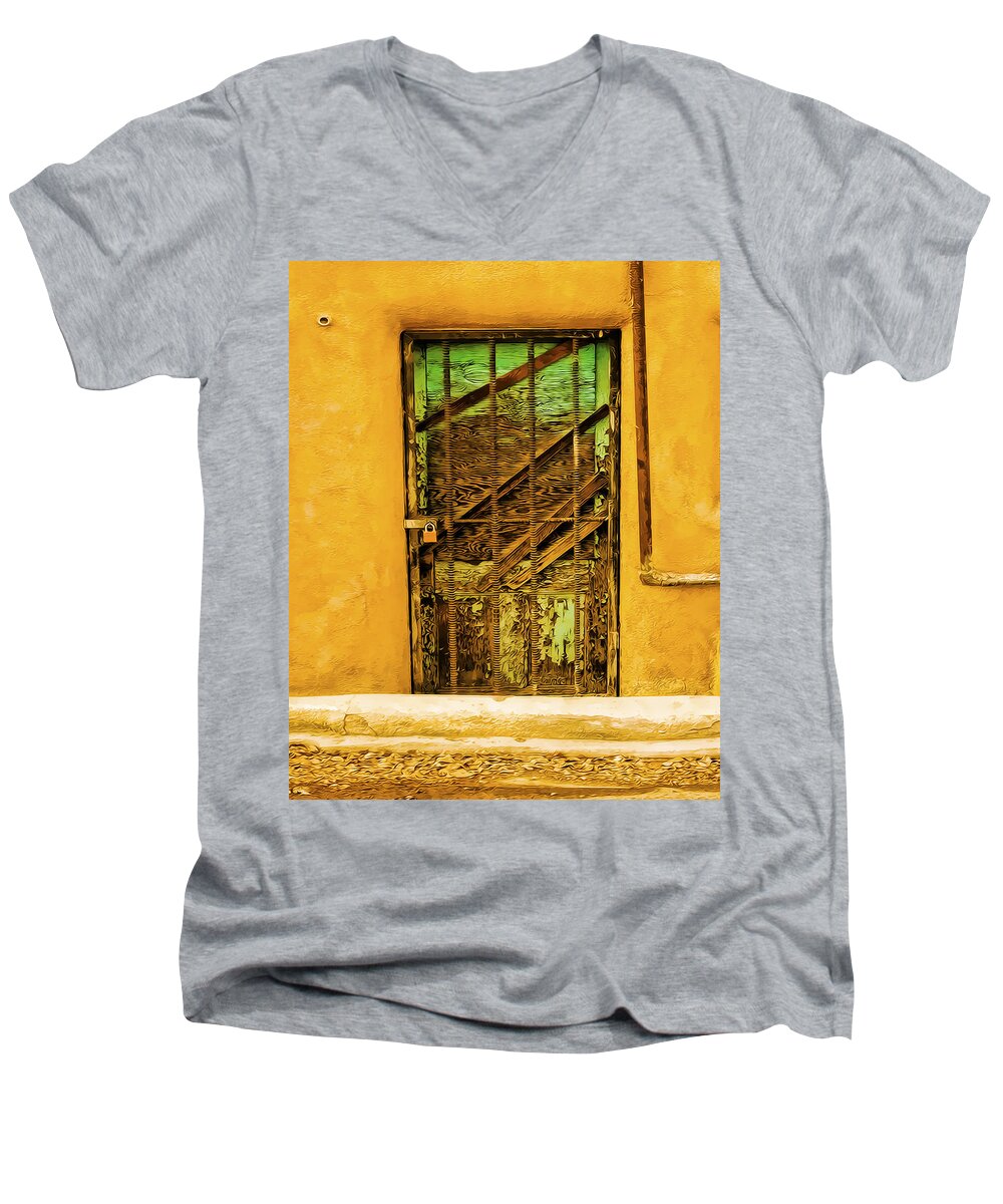 Door Men's V-Neck T-Shirt featuring the photograph Out Back by Terry Fiala
