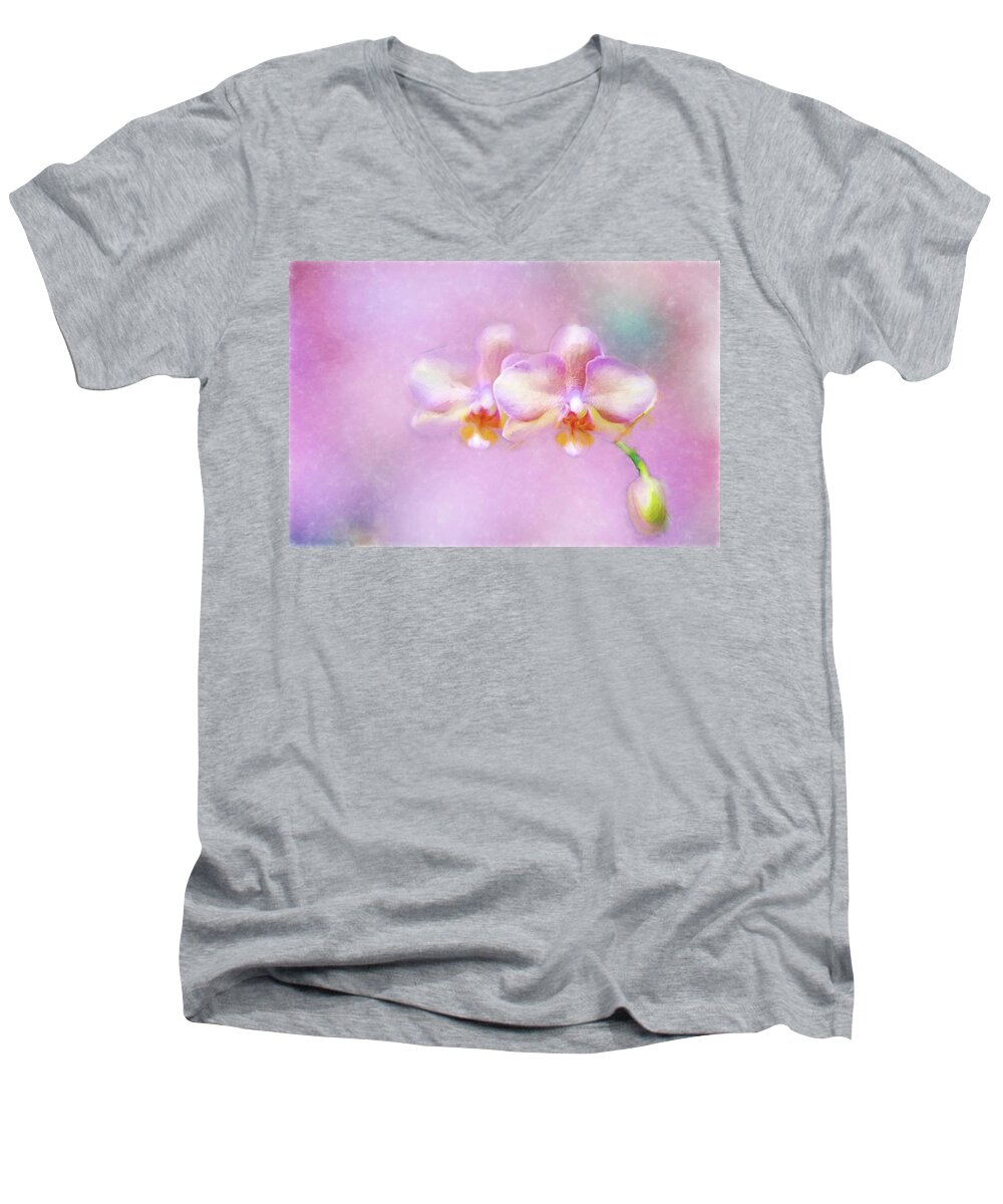Flower Men's V-Neck T-Shirt featuring the painting Out of the Mist by Ches Black