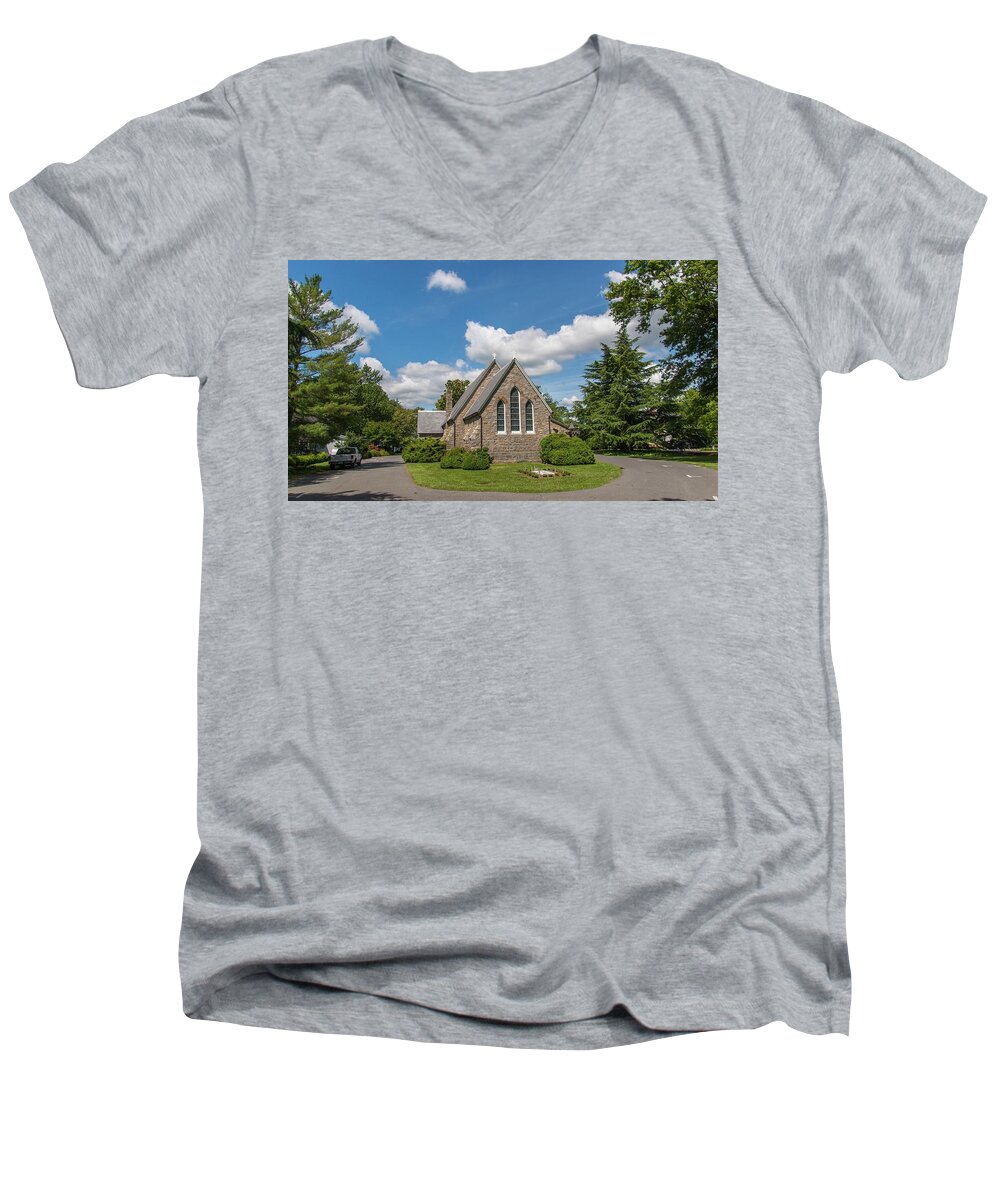 Landscape Men's V-Neck T-Shirt featuring the photograph Oxford Church by Charles Kraus