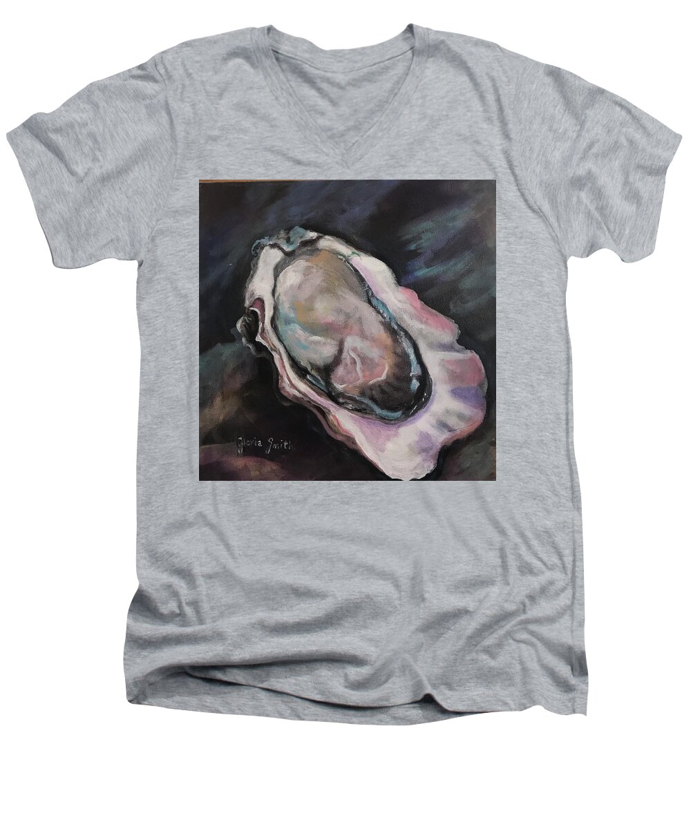 Shellfish Men's V-Neck T-Shirt featuring the painting Oyster by Gloria Smith