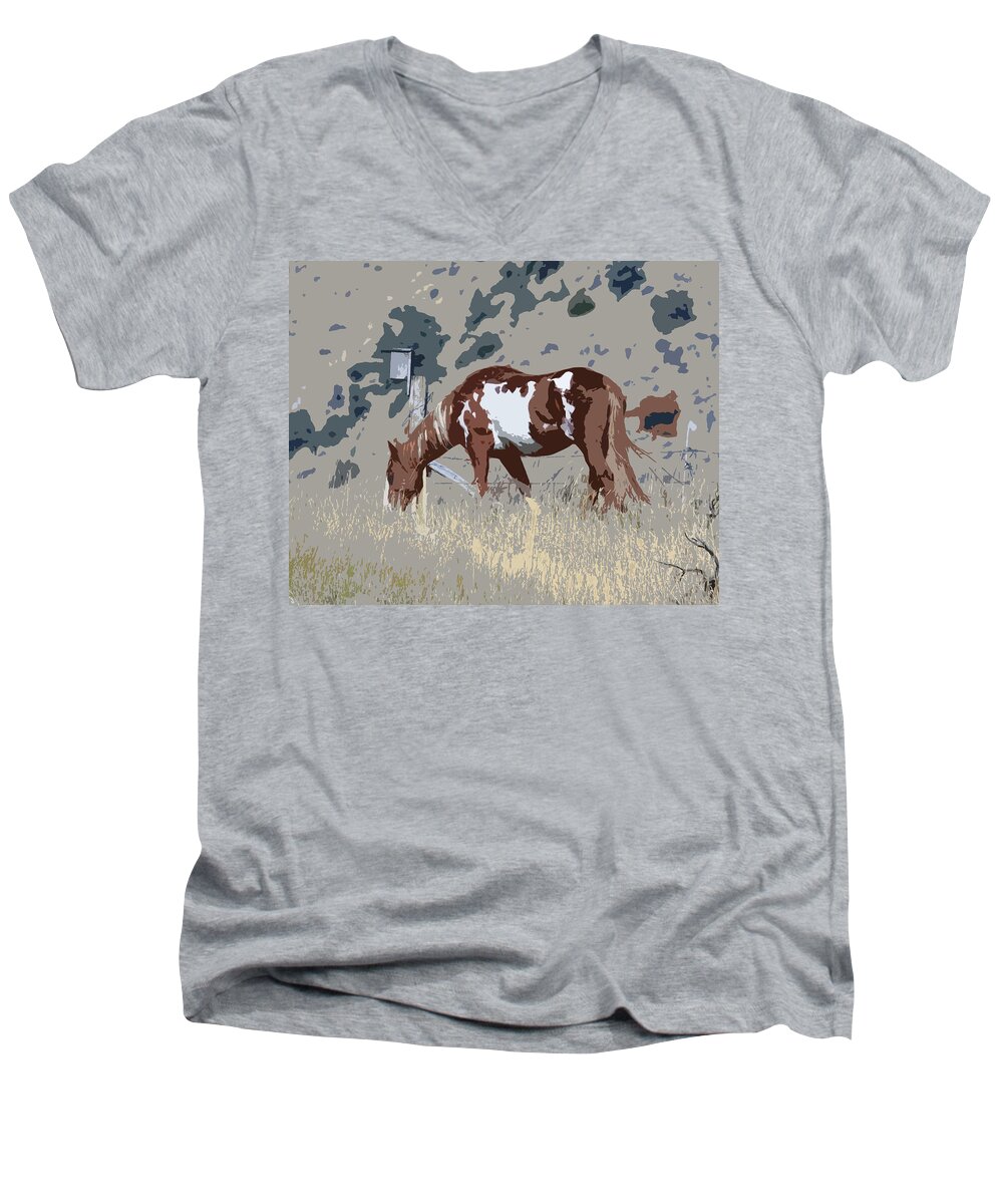 Painted Horse Men's V-Neck T-Shirt featuring the photograph Painted Horse by Steve McKinzie