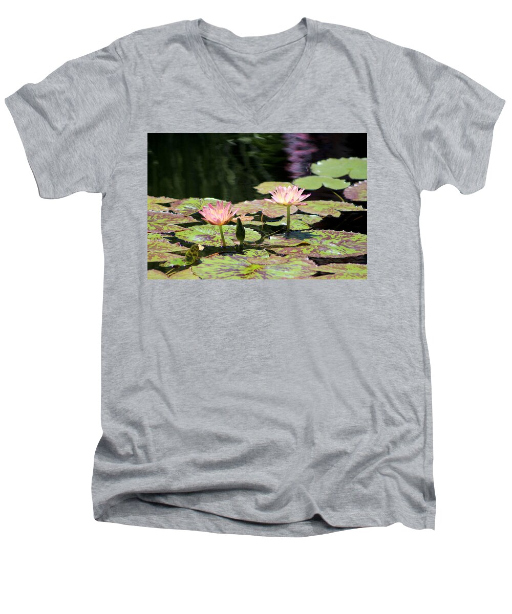 Painted Waters Men's V-Neck T-Shirt featuring the photograph Painted Waters - Lilypond by Colleen Cornelius