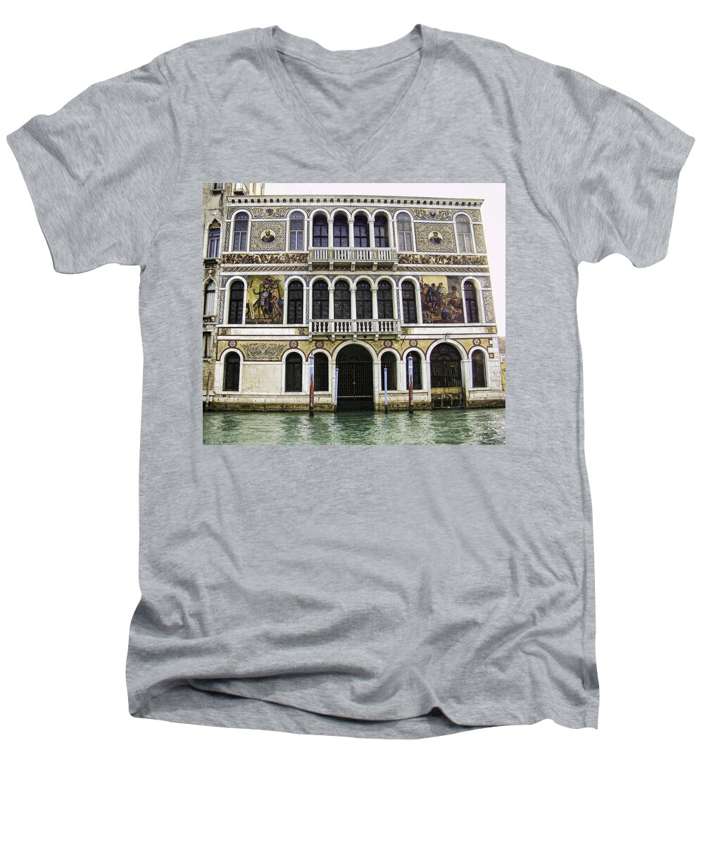 Palazzo Barbarigo Men's V-Neck T-Shirt featuring the photograph Palazzo Barbarigo by Phyllis Taylor