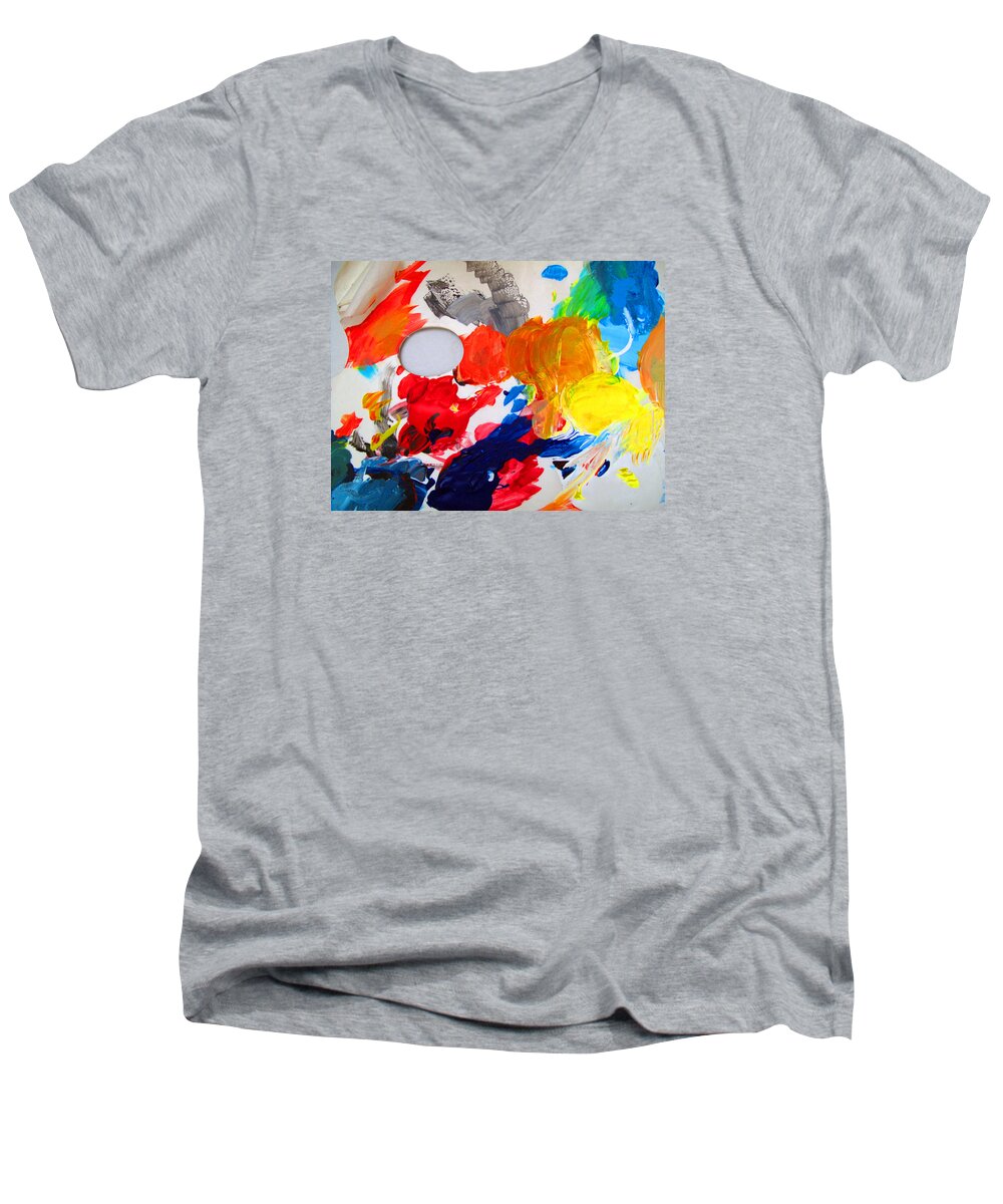 Abstract Men's V-Neck T-Shirt featuring the photograph Palette by Barbara McDevitt