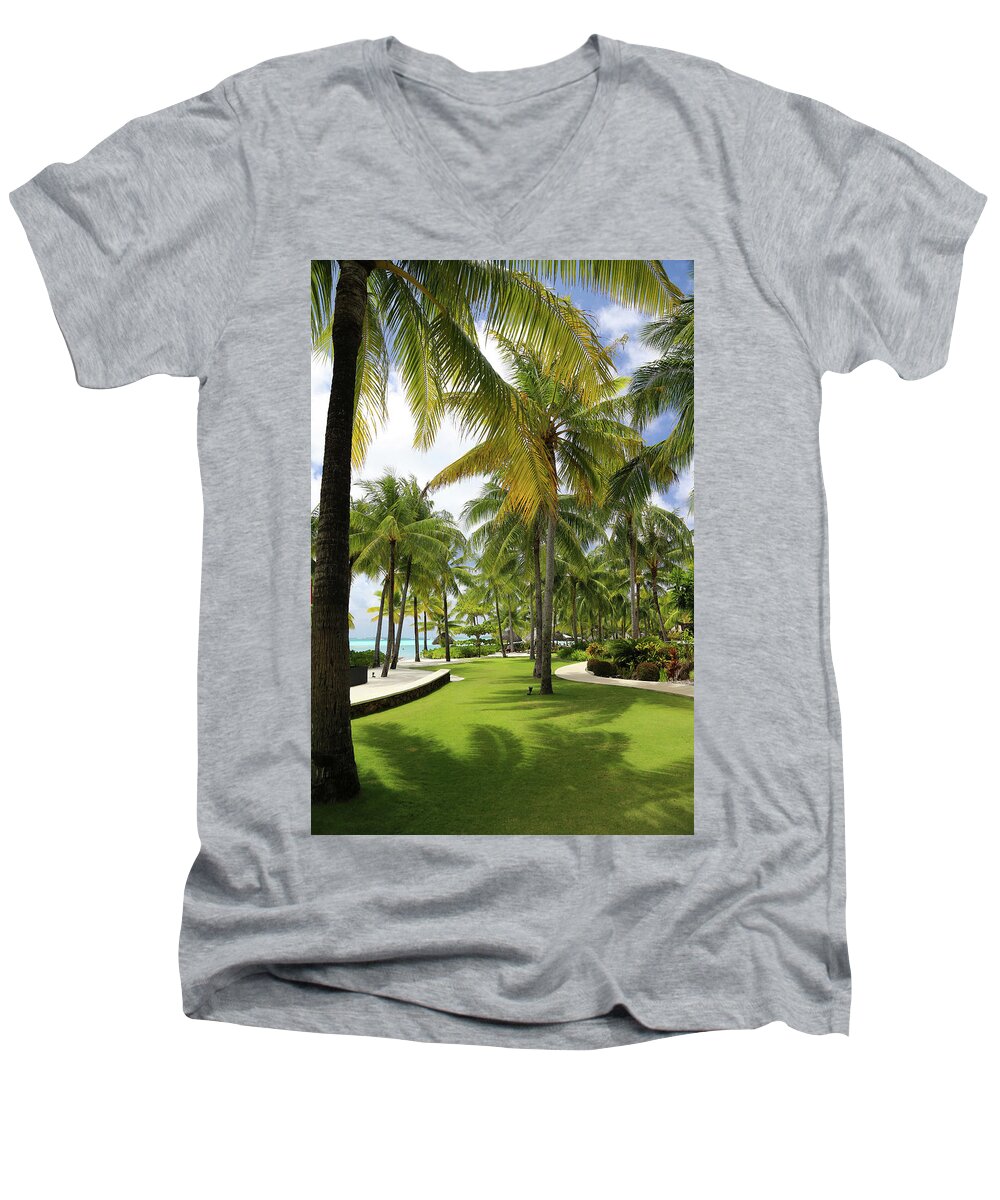 Palm Trees Men's V-Neck T-Shirt featuring the photograph Palm Trees 2 by Sharon Jones