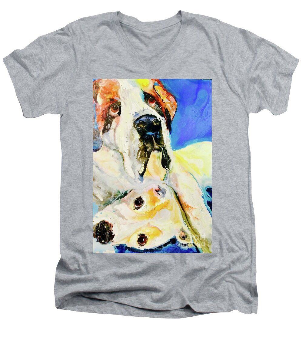 Dogs Men's V-Neck T-Shirt featuring the painting Pals by Kasha Ritter