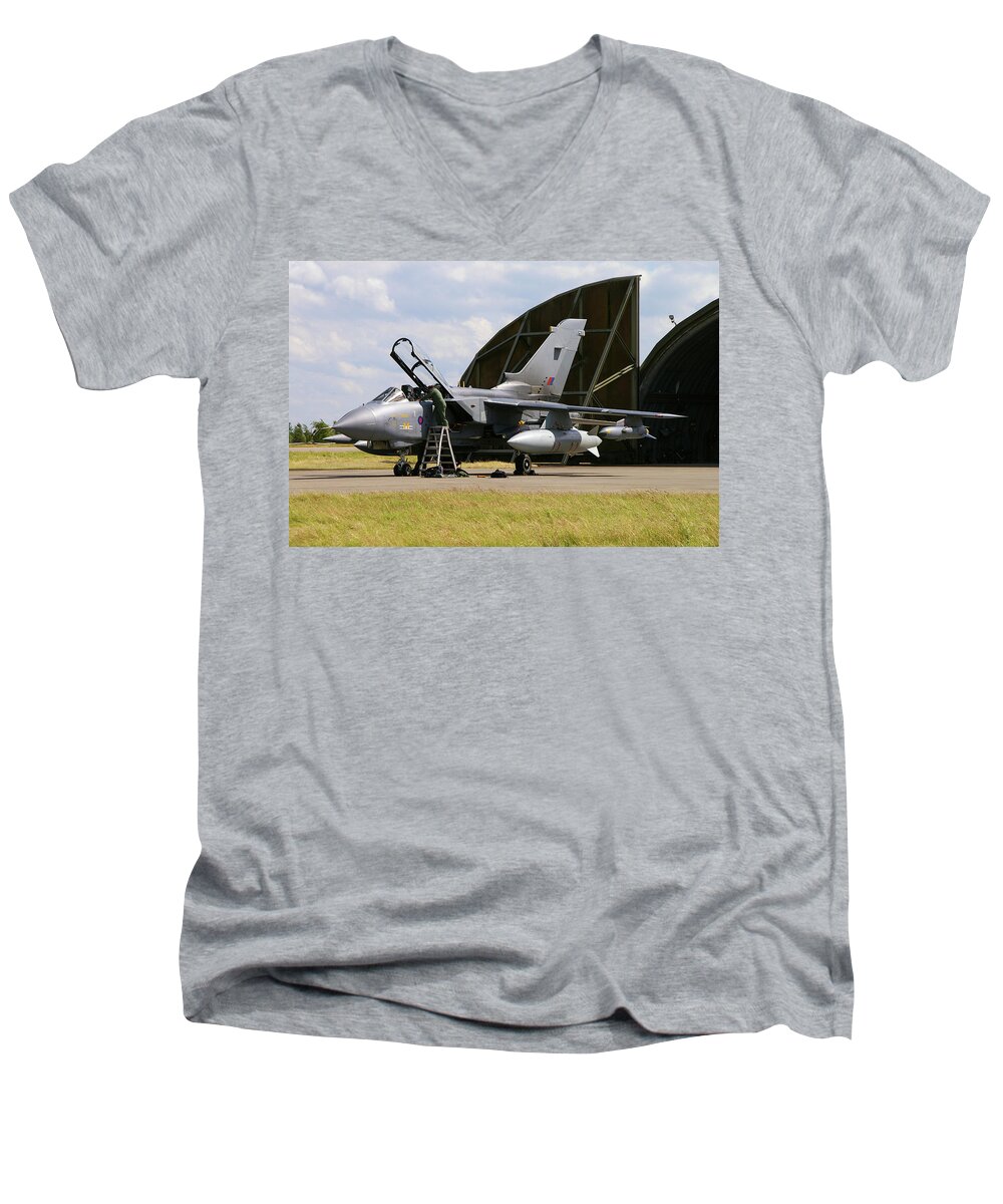 Raf Men's V-Neck T-Shirt featuring the photograph Panavia Tornado GR4 by Tim Beach