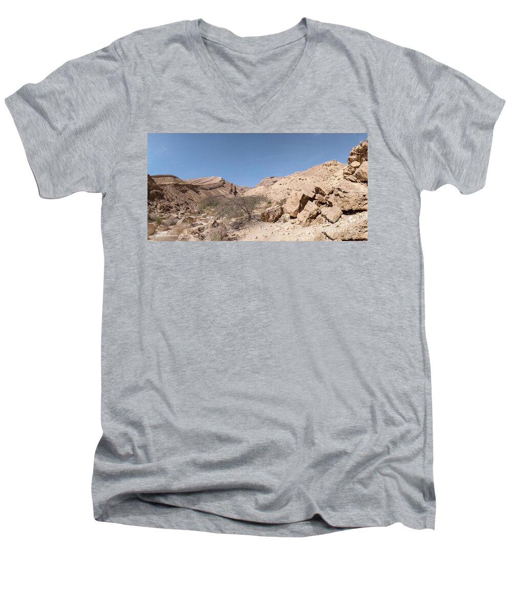 Nature Men's V-Neck T-Shirt featuring the photograph Panorama on Genesis Land 03 by Arik Baltinester
