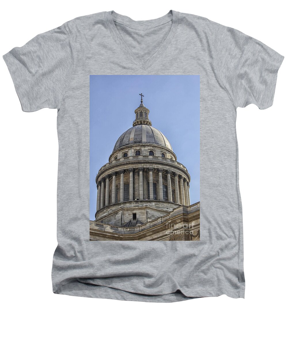Pantheon Men's V-Neck T-Shirt featuring the photograph Pantheon Paris by Patricia Hofmeester