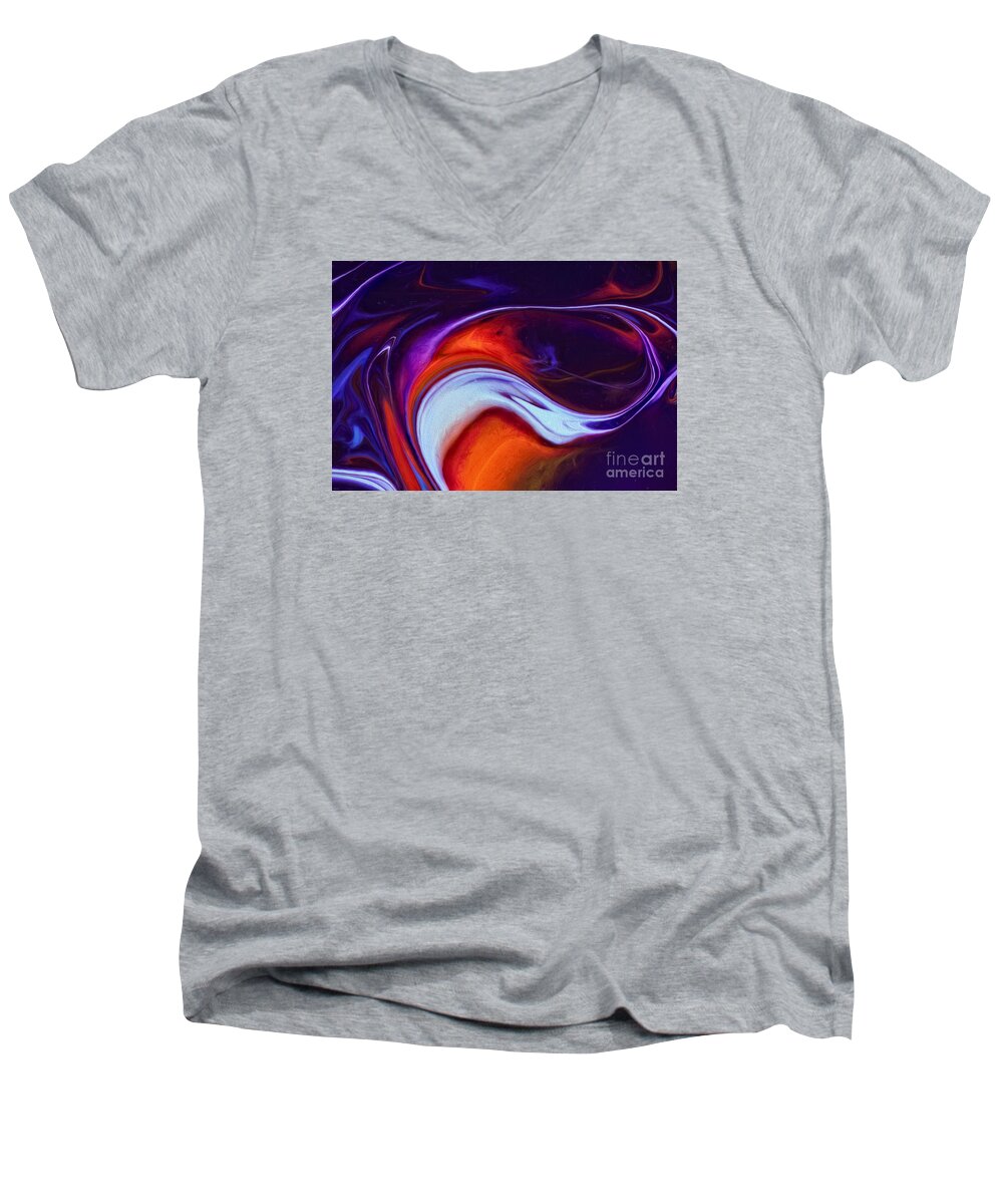 Abstract Men's V-Neck T-Shirt featuring the painting Passing By by Patti Schulze
