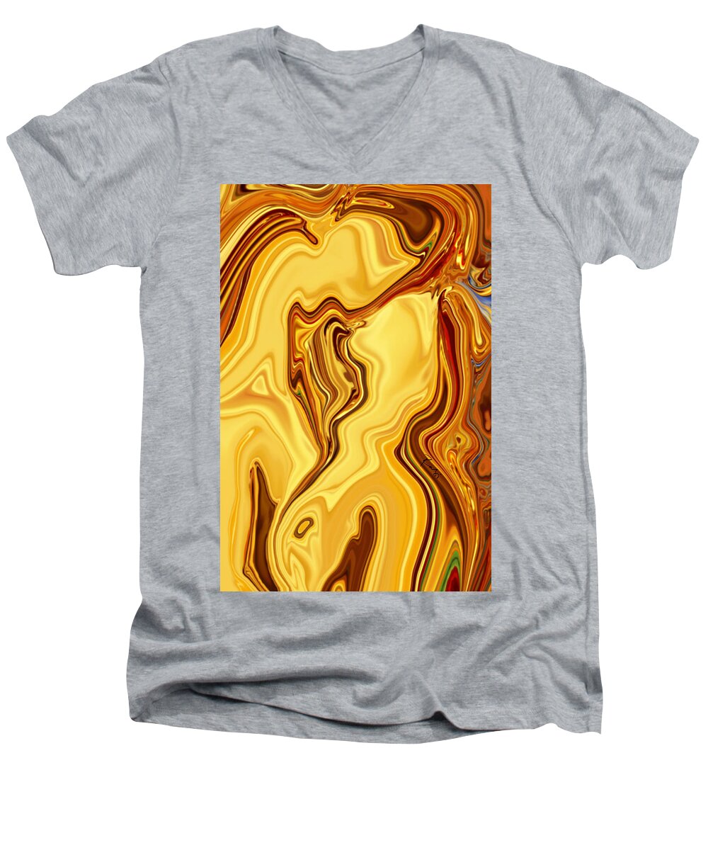 Abstract Men's V-Neck T-Shirt featuring the digital art Passion by Rabi Khan