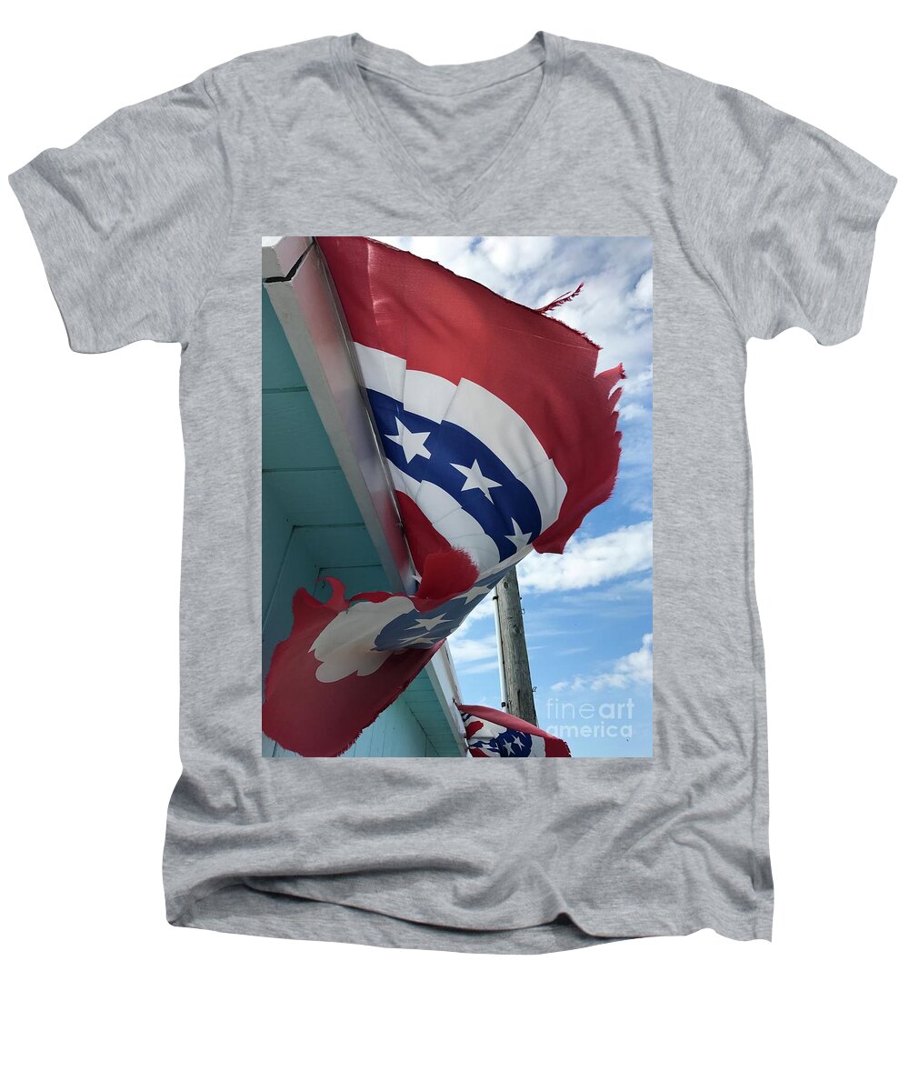 Patriotic Men's V-Neck T-Shirt featuring the photograph Patriotic Wave by CAC Graphics