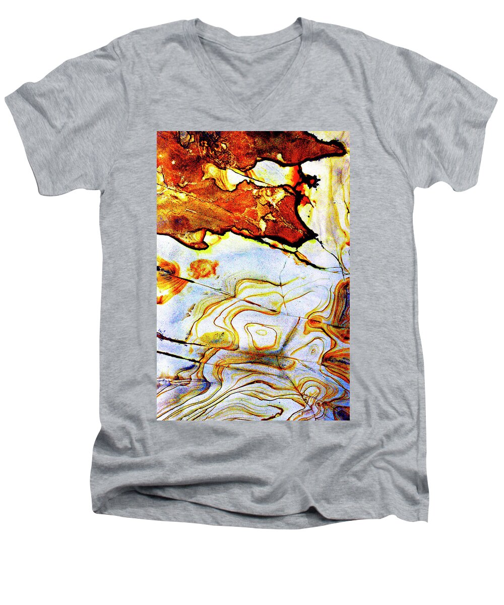 Abstract Men's V-Neck T-Shirt featuring the photograph Patterns in Stone - 201 by Paul W Faust - Impressions of Light