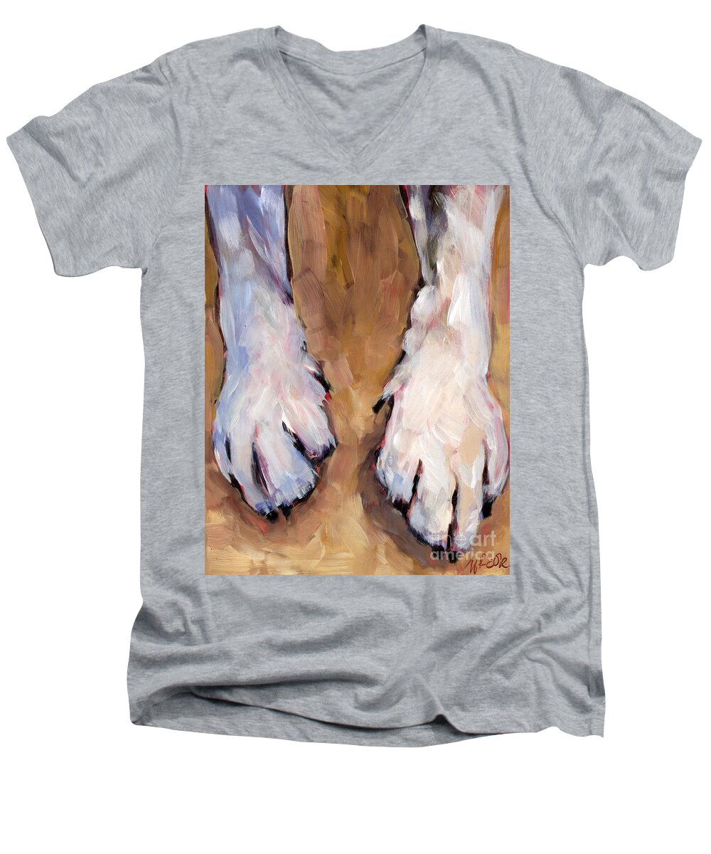 Dog Paws Men's V-Neck T-Shirt featuring the painting Paw Study by Molly Poole