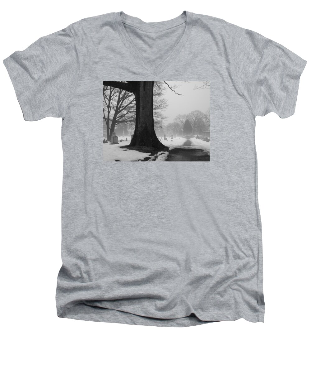 Graveyard Men's V-Neck T-Shirt featuring the photograph Peaceful Path by Christopher Brown