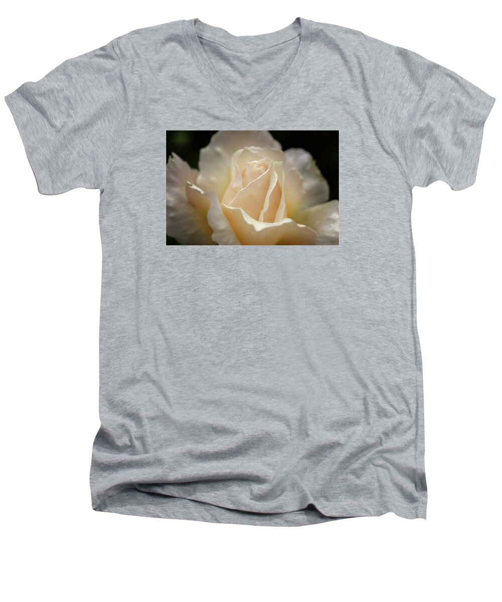 Rose Men's V-Neck T-Shirt featuring the photograph Peach Rose by Mary Angelini