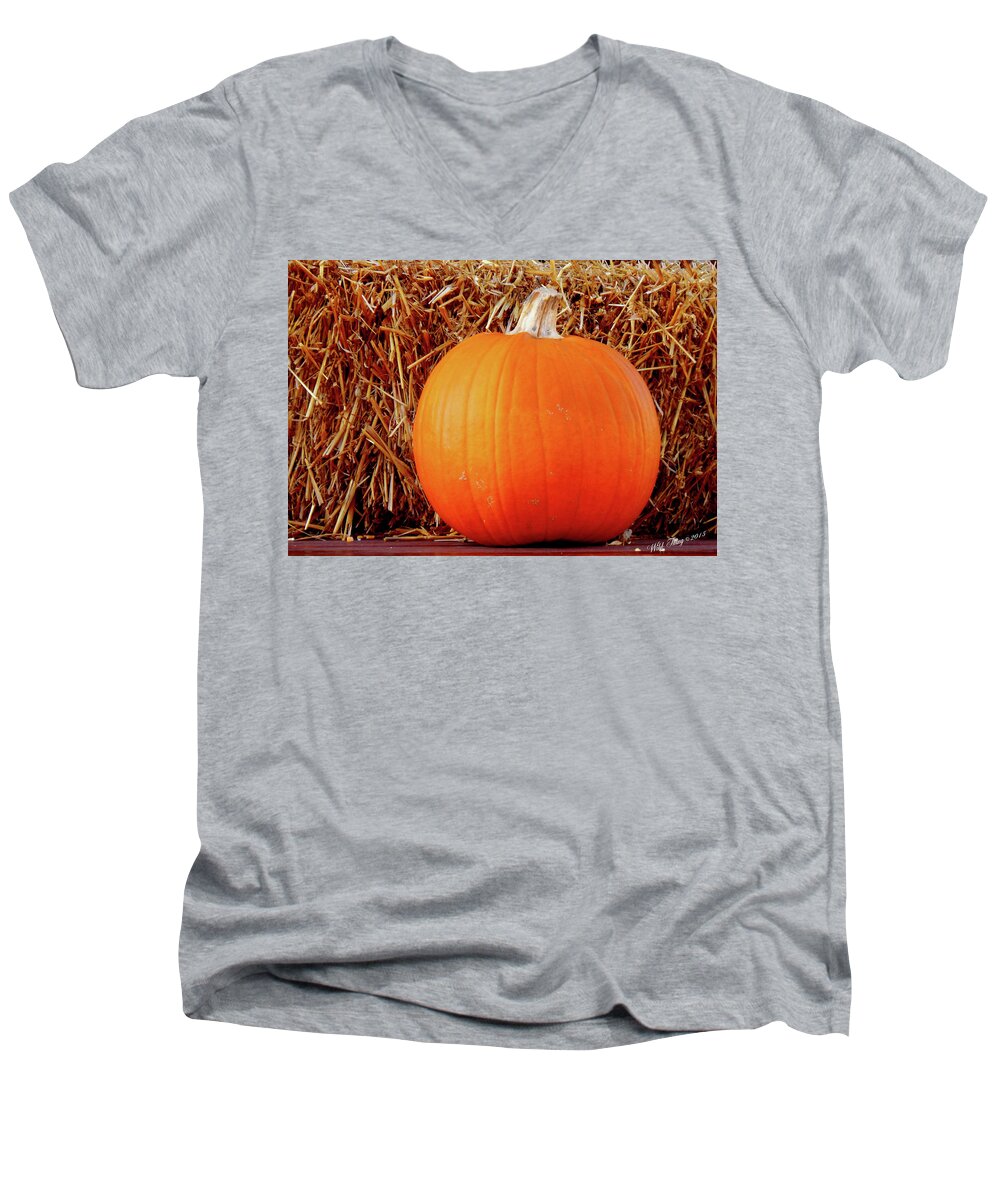 Autumn Men's V-Neck T-Shirt featuring the photograph Perfect Pumpkin by Wild Thing