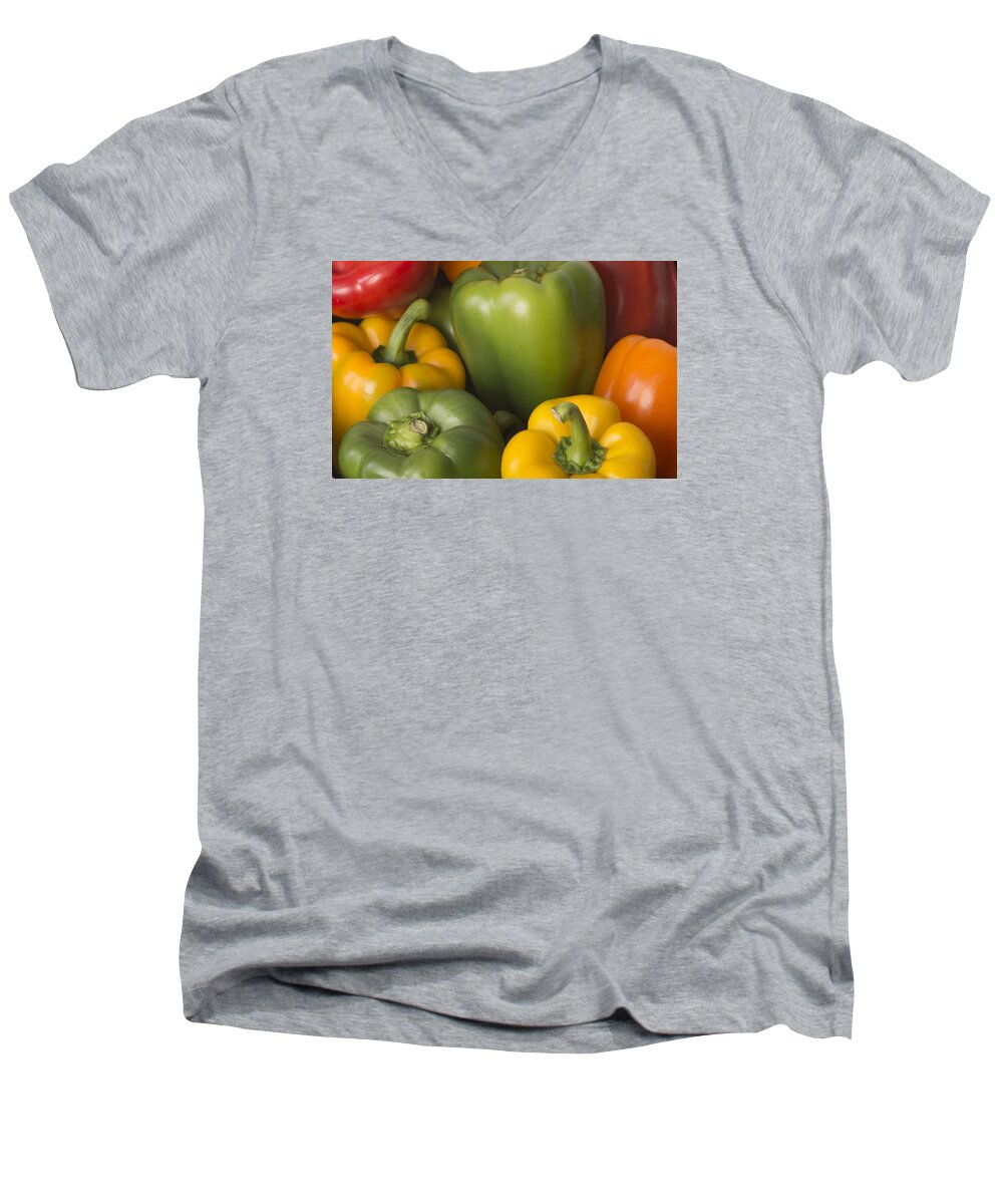 Peppers Men's V-Neck T-Shirt featuring the photograph Peppered Delight by Laura Pratt