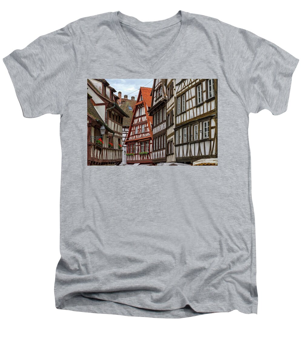 France Men's V-Neck T-Shirt featuring the photograph Petite France houses, Strasbourg by Elenarts - Elena Duvernay photo