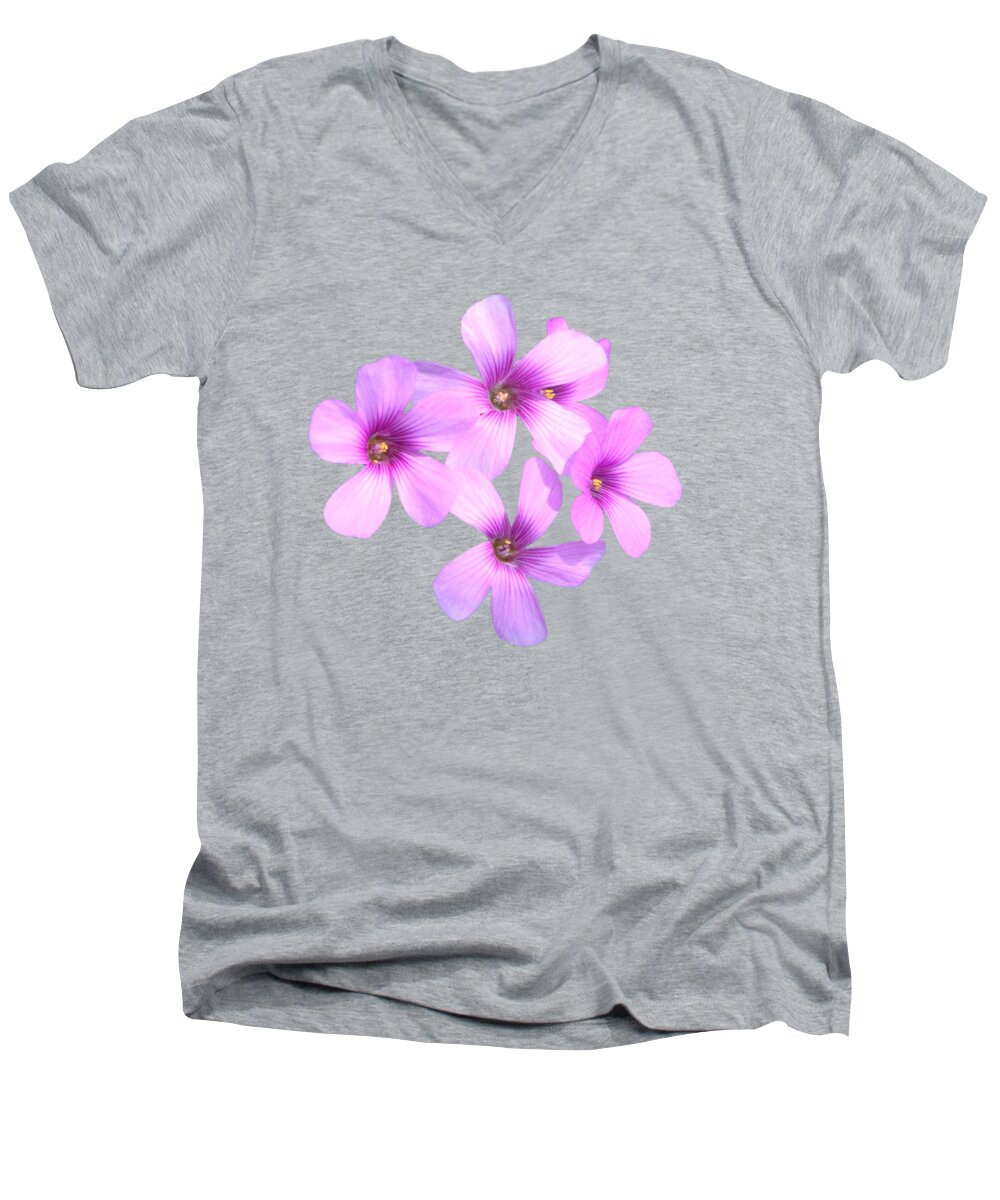 Flowers Men's V-Neck T-Shirt featuring the photograph Pink Cutout Flowers by Linda Phelps