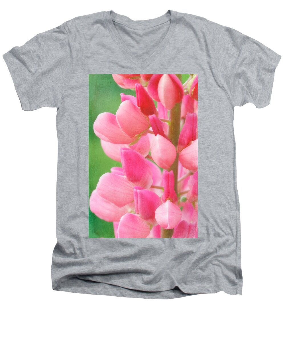 Cindi Ressler Men's V-Neck T-Shirt featuring the photograph Pink Lupine 974 by Cindi Ressler