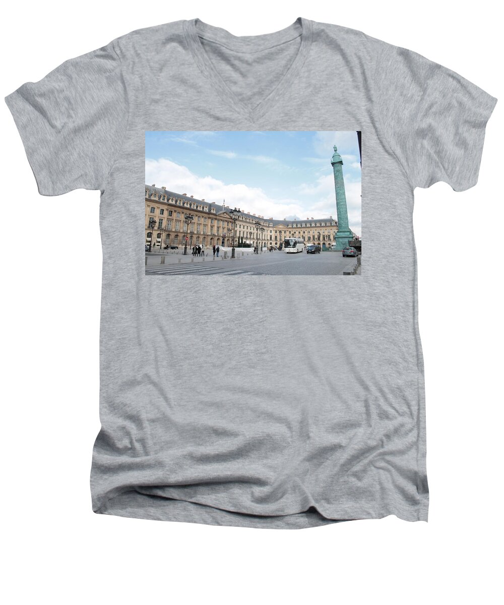 Place Vendome Men's V-Neck T-Shirt featuring the photograph Place Vendome by Christopher J Kirby