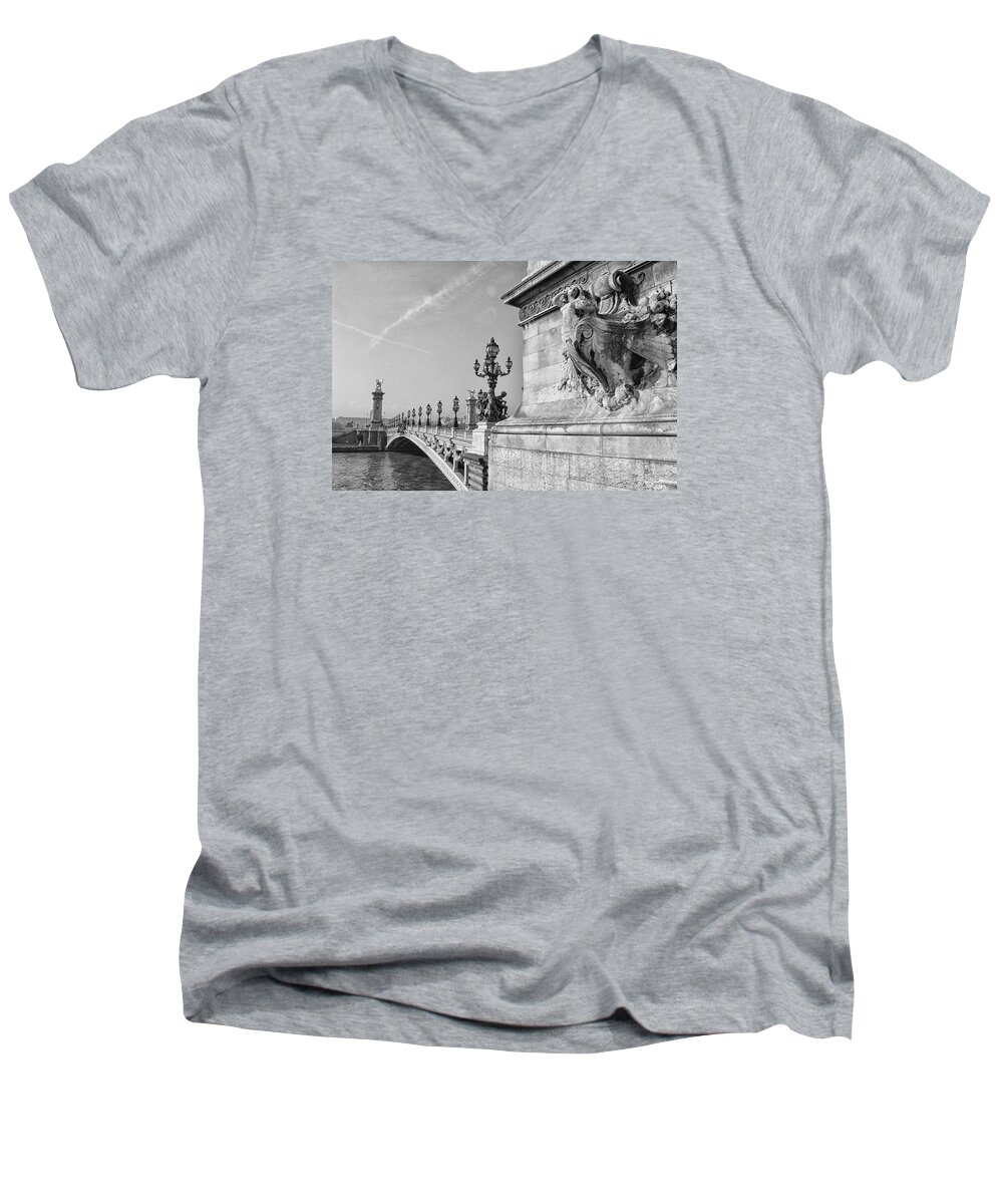 Pont Alexandre Men's V-Neck T-Shirt featuring the photograph Pont Alexandre by Diana Haronis