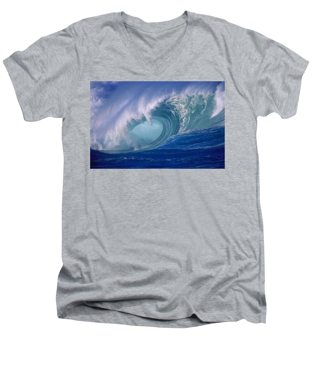 Afternoon Men's V-Neck T-Shirt featuring the photograph Powerful Surf by Ron Dahlquist - Printscapes