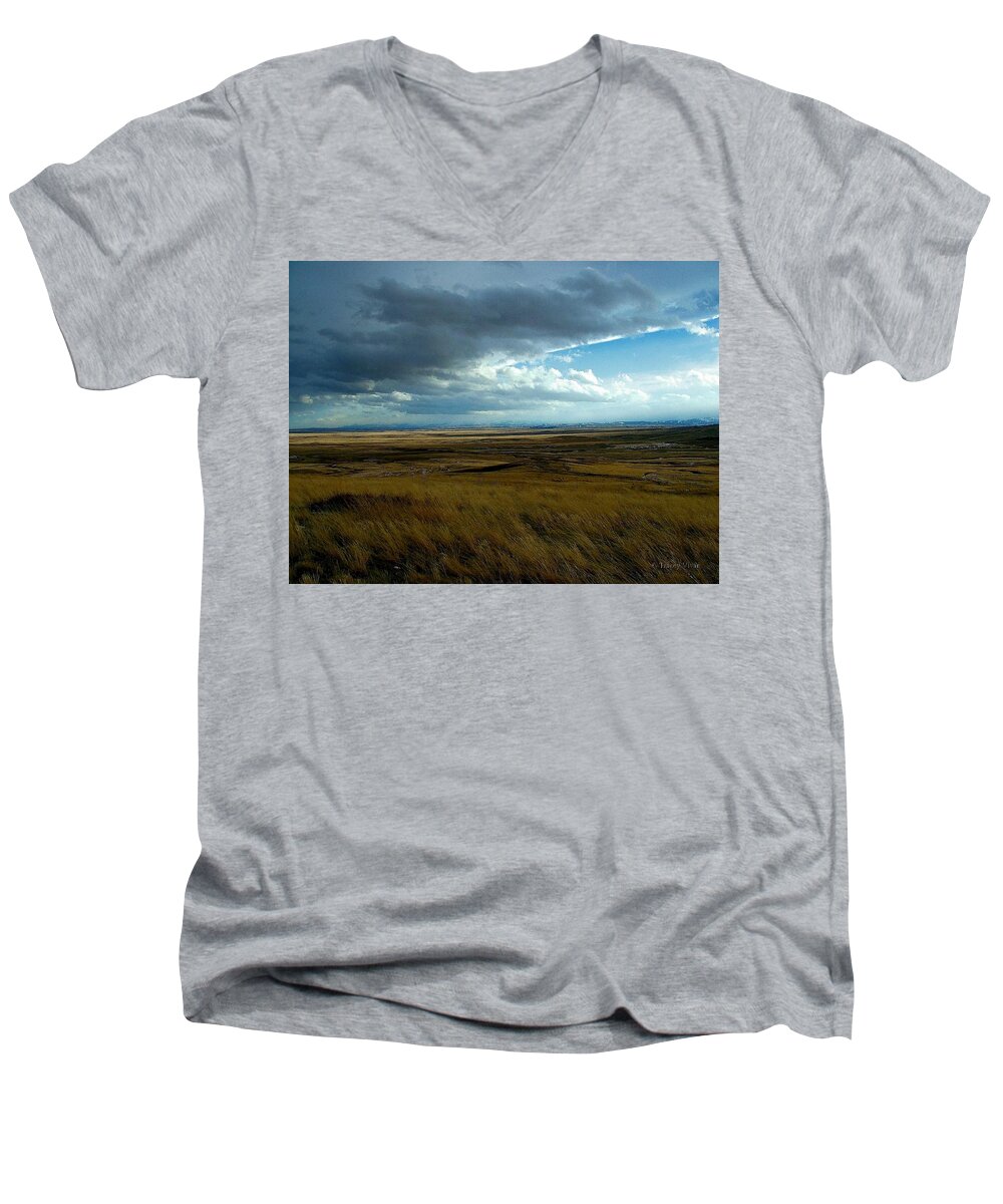 Prairie Storm Men's V-Neck T-Shirt featuring the photograph Prairie Storm by Tracey Vivar