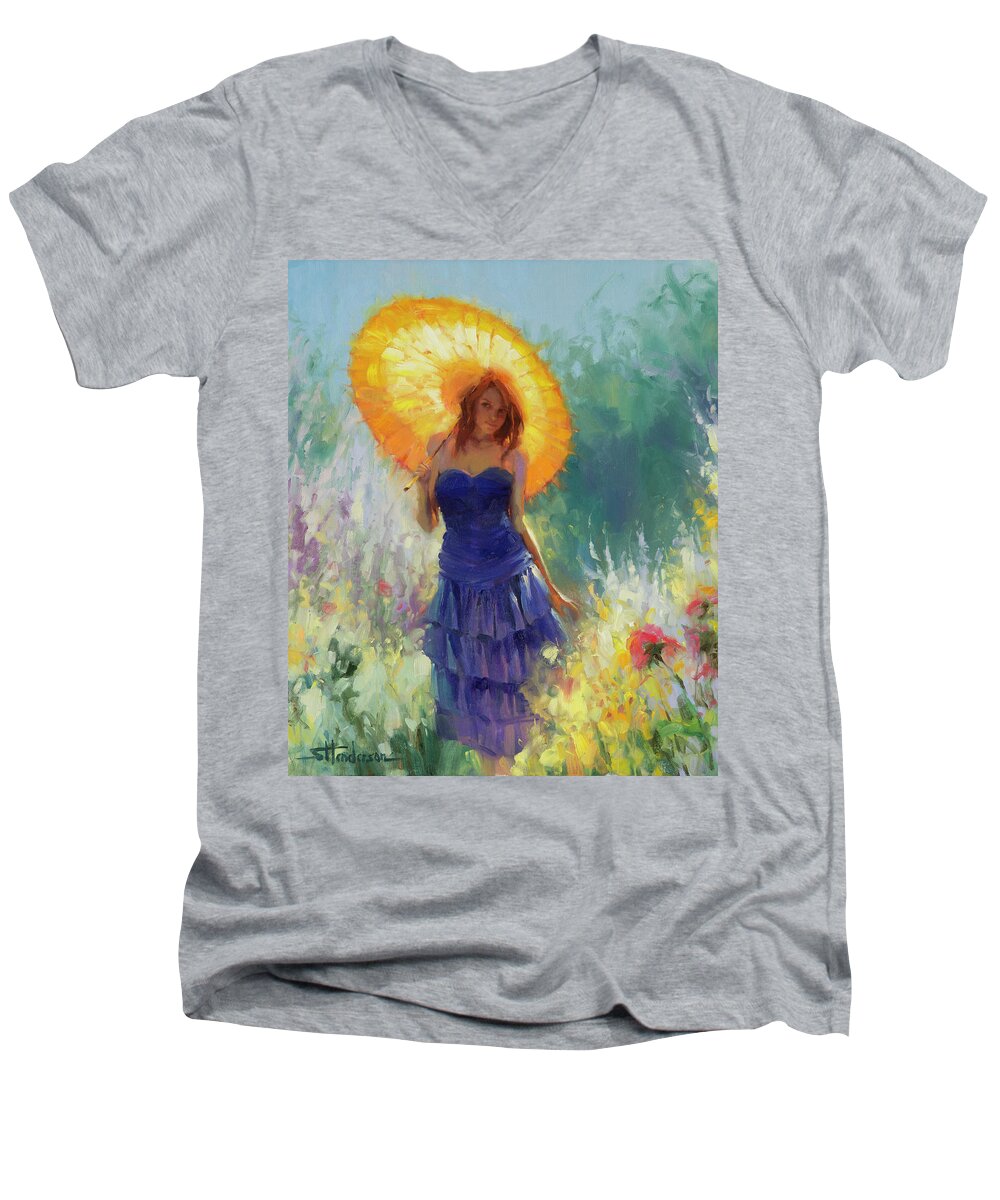 Woman Men's V-Neck T-Shirt featuring the painting Promenade by Steve Henderson