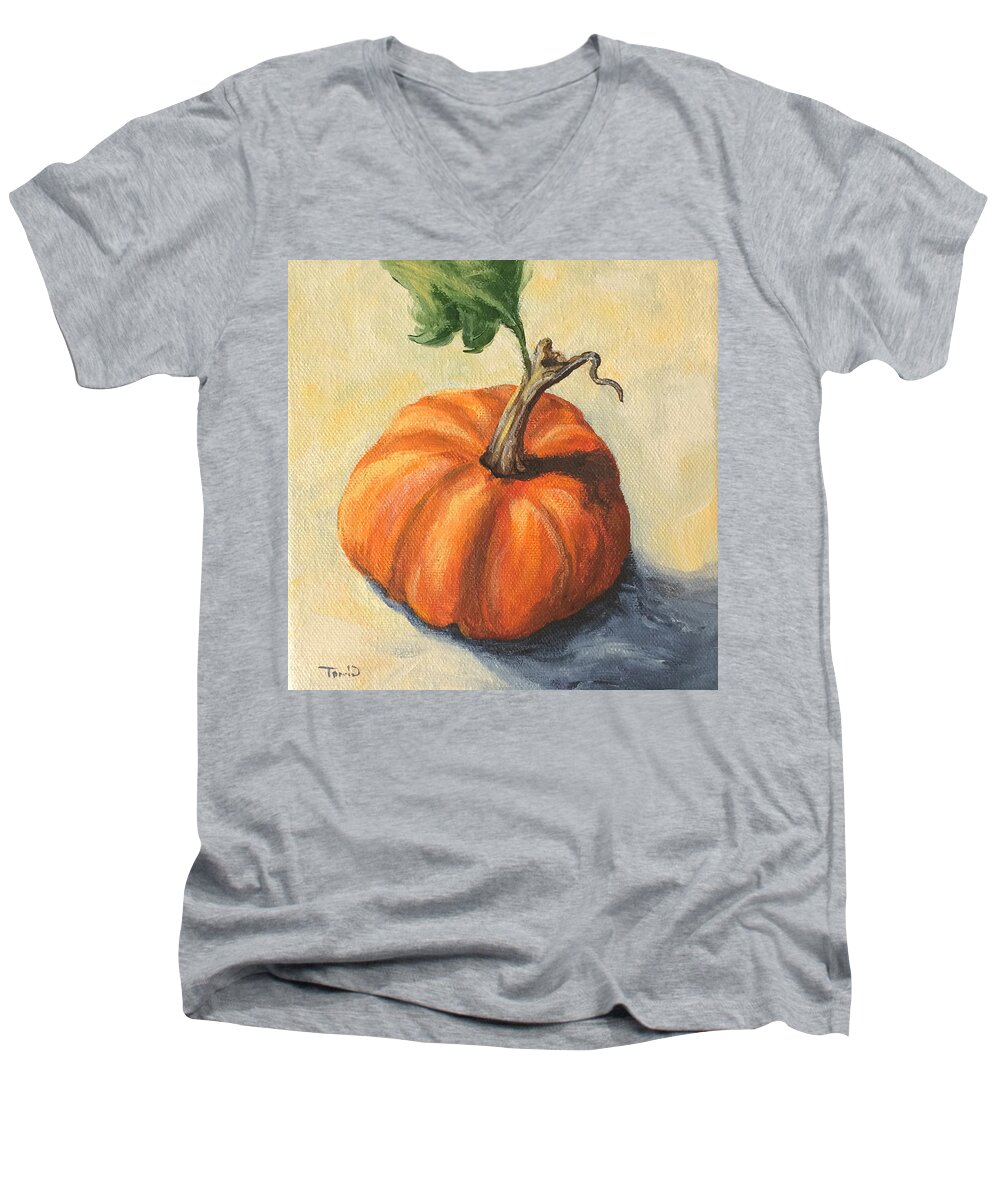 Pumpkin Men's V-Neck T-Shirt featuring the painting Pumpkin Everything by Torrie Smiley