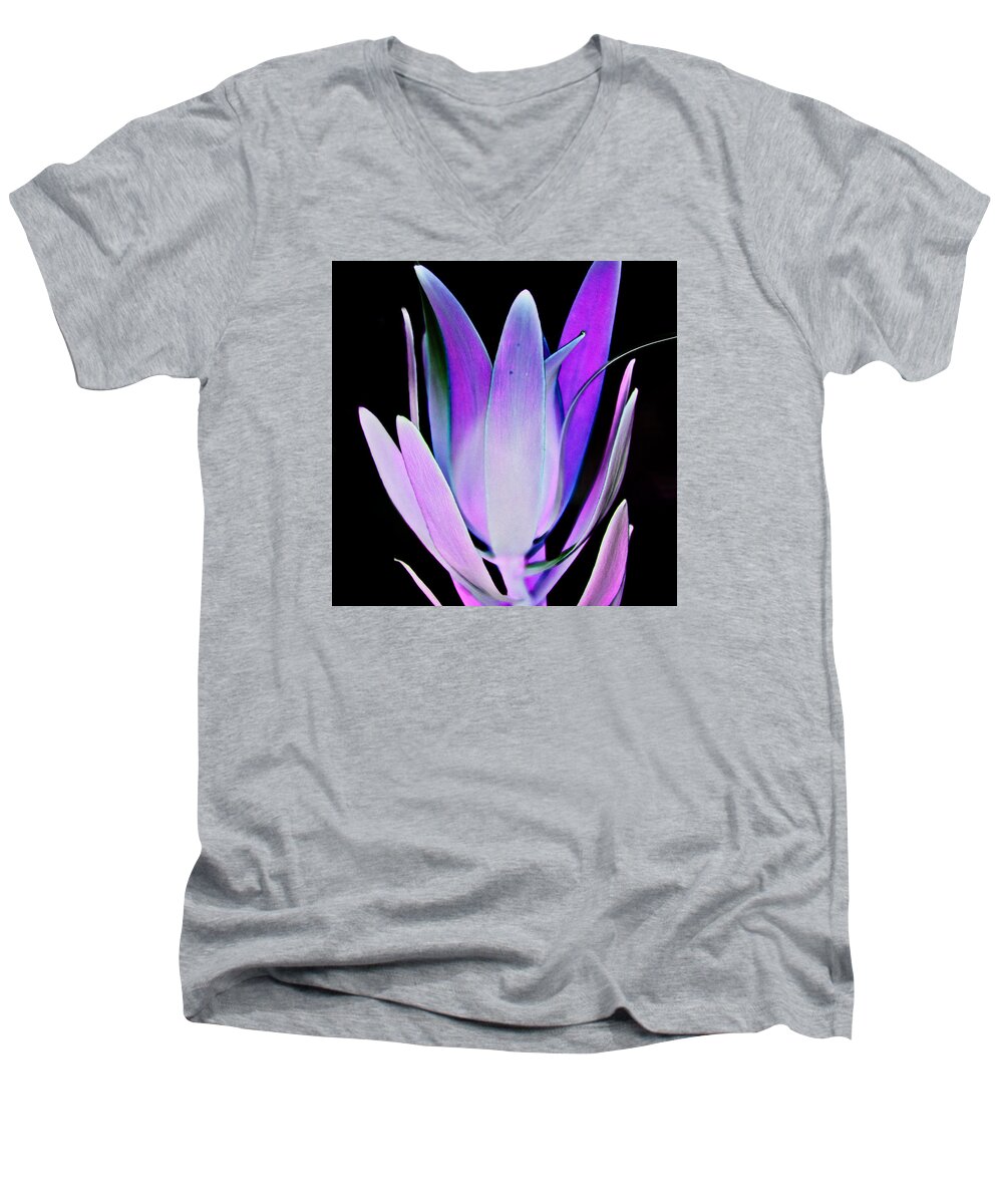 Flower Men's V-Neck T-Shirt featuring the photograph Purple by John Hansen