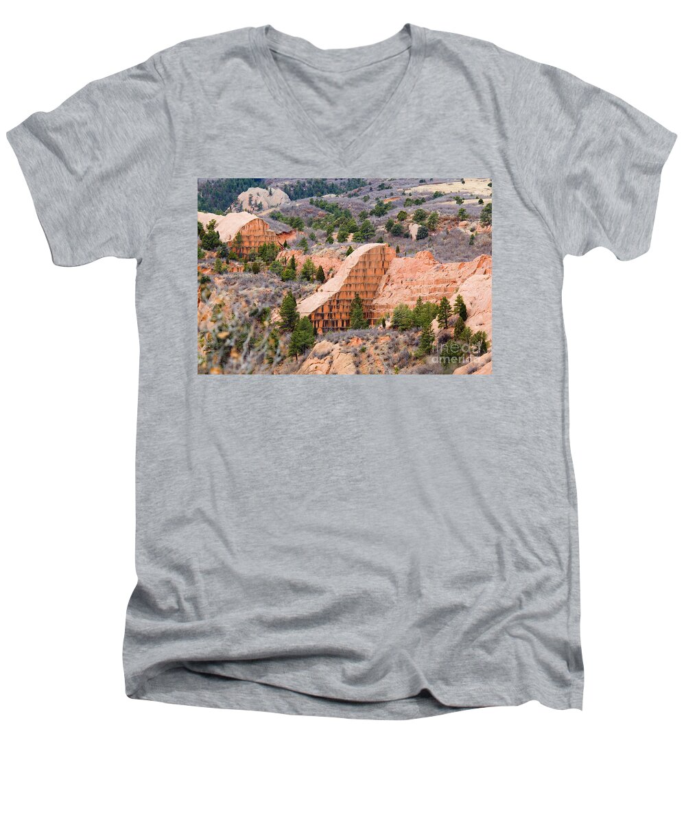 Quarry Men's V-Neck T-Shirt featuring the photograph Quarry at Red Rock Canyon Colorado Springs by Steven Krull