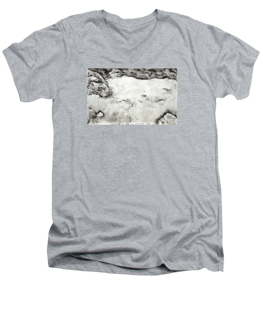  Men's V-Neck T-Shirt featuring the painting Quiet Hill by Kathleen Barnes