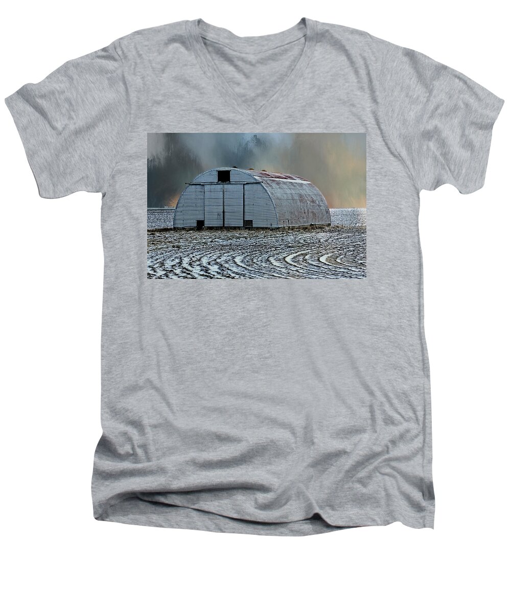 Quonset Hut Men's V-Neck T-Shirt featuring the photograph Quonset Hut by Theresa Campbell